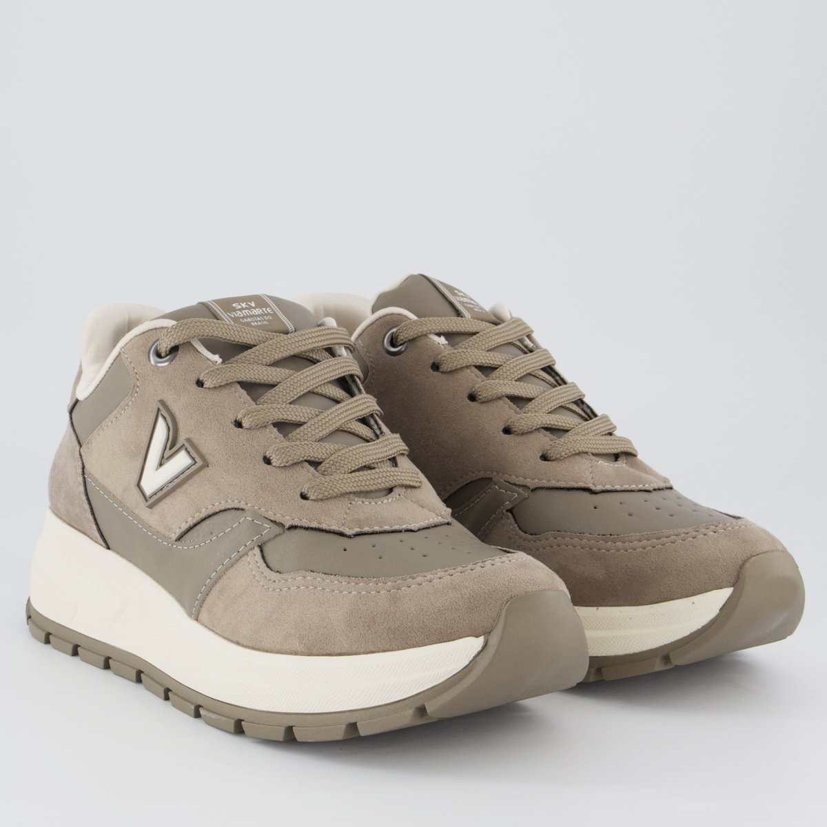 Tênis Via Marte V242 Feminino Marrom e Branco Marrom 2