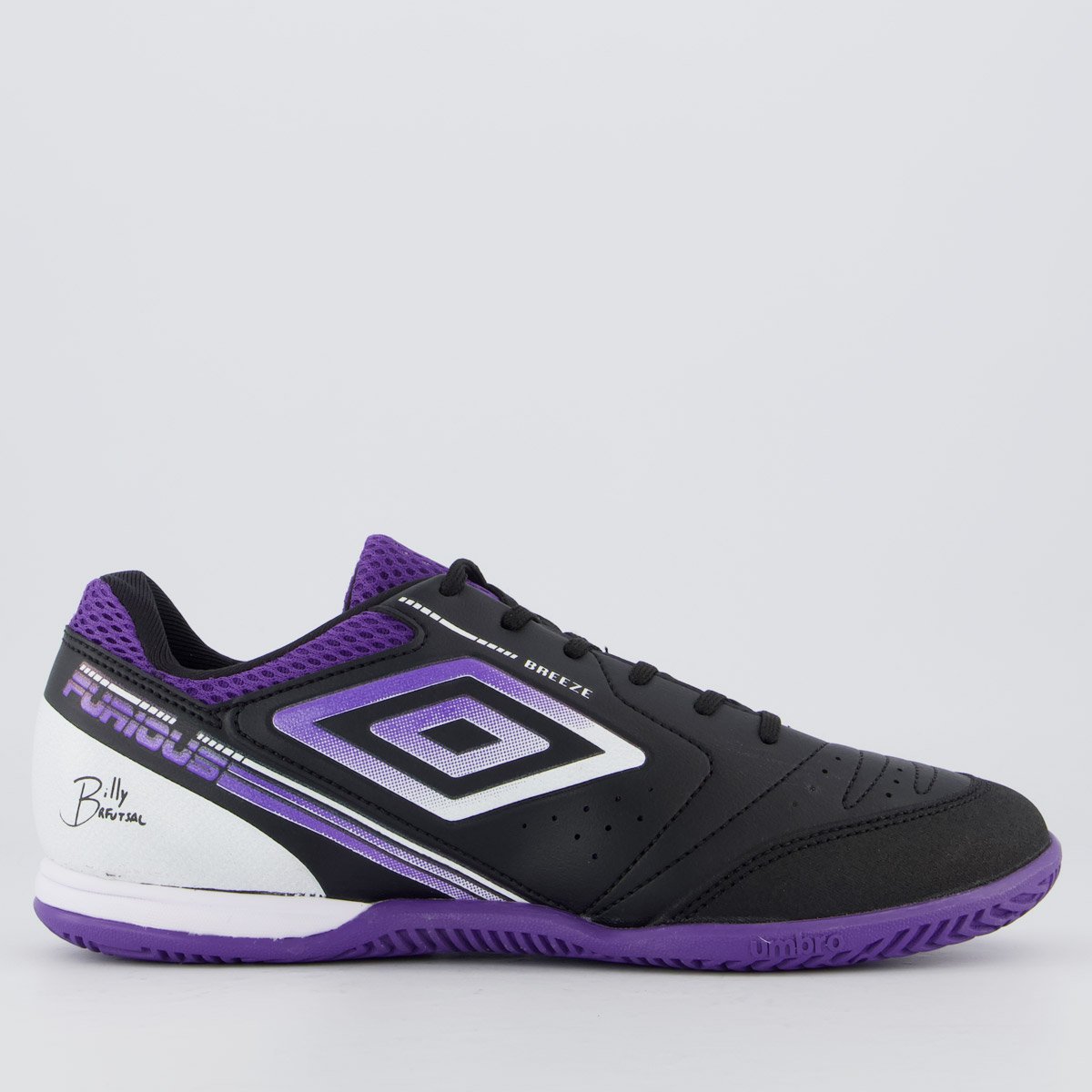 Chuteira Umbro Furious Futsal Preta e Roxo