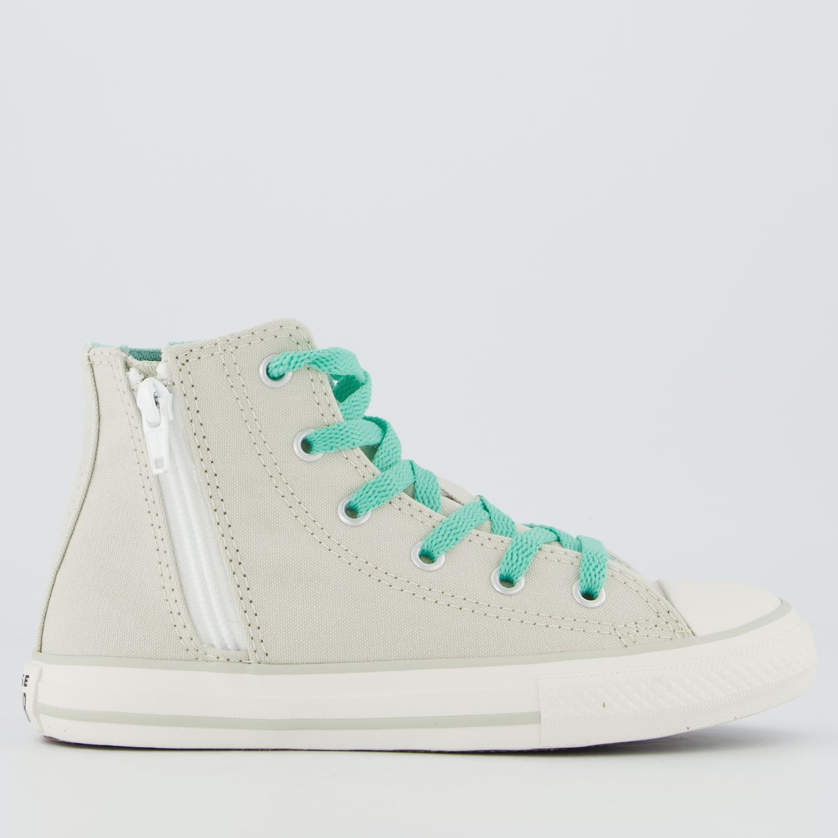 Tênis Converse All Star AS Side Zip Juvenil Bege e Verde
