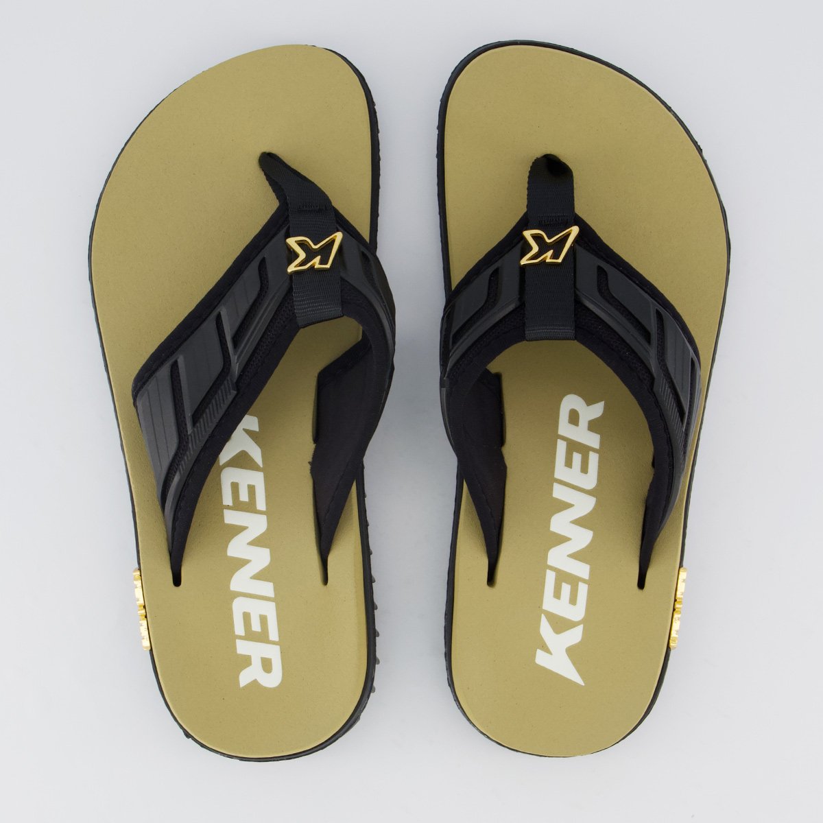 Chinelo Kenner Kivah Full Force Preto e Dourado