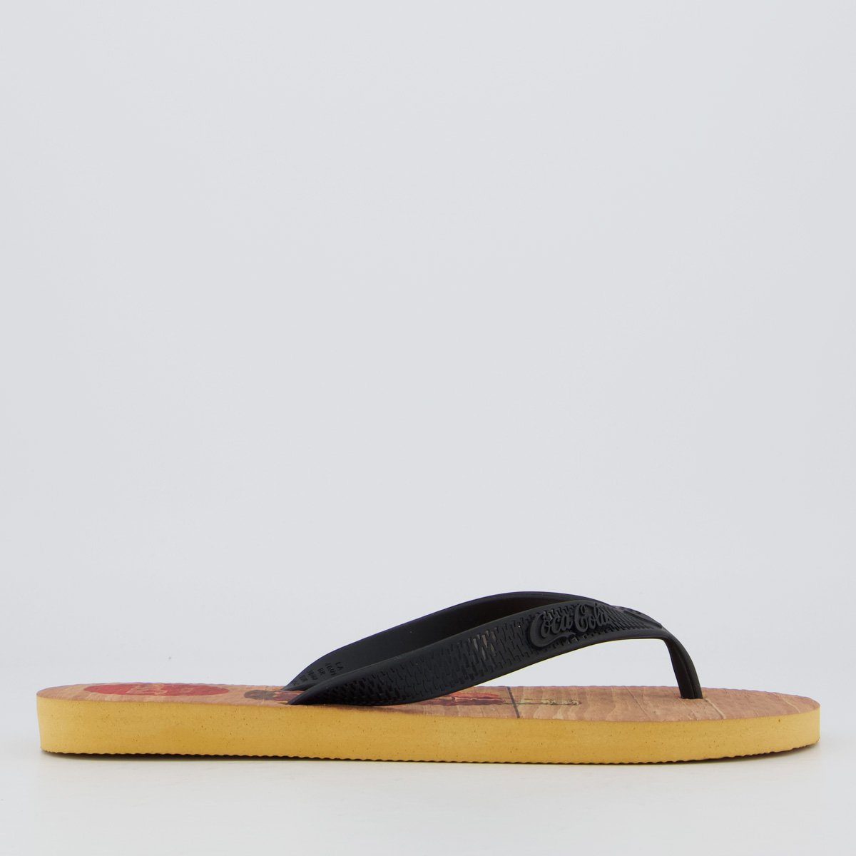 Chinelo Coca Cola Wood Bottle Caramelo e Preto Preto 2