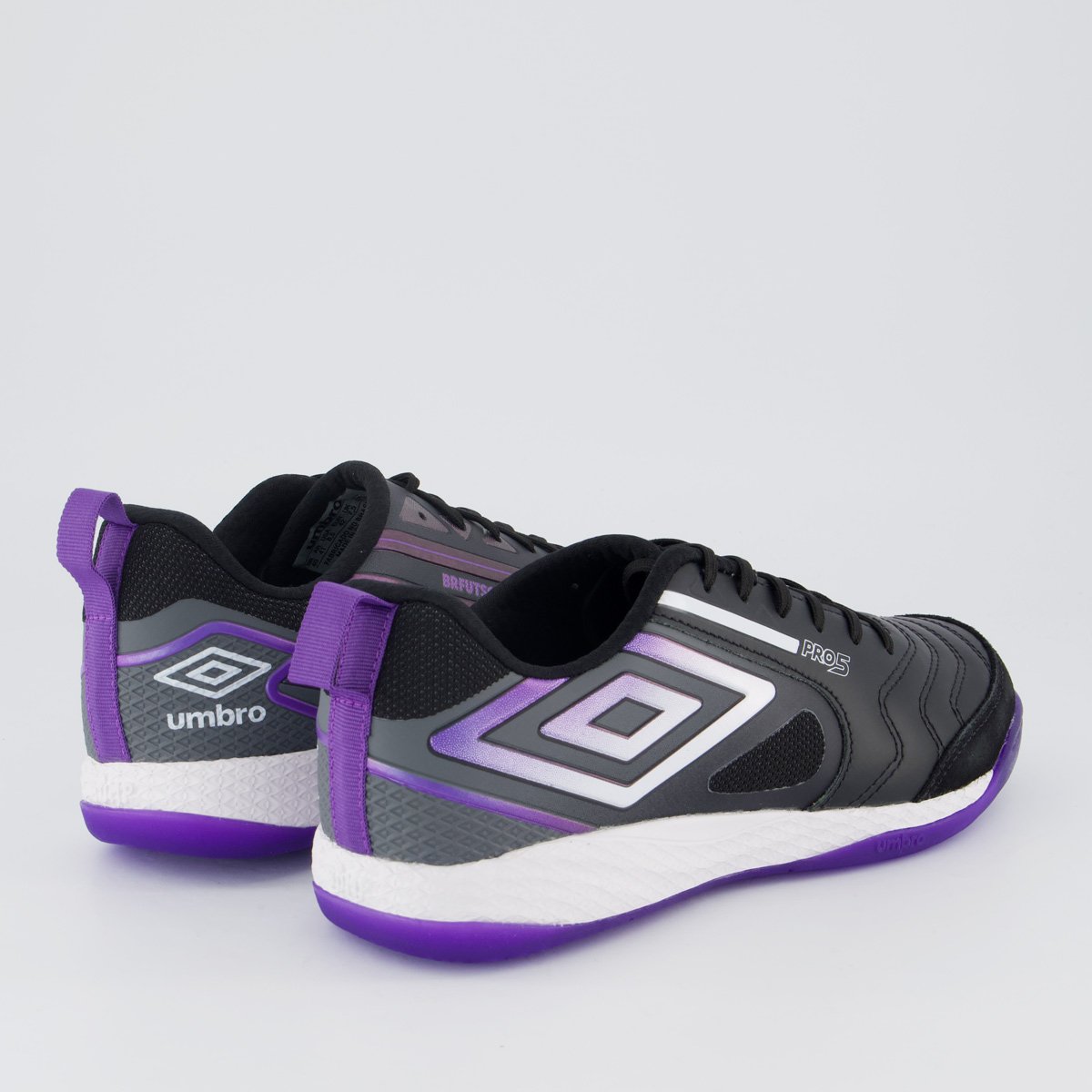 Chuteira Umbro Pro 5 Bump Futsal Preta e Roxa Preto 3