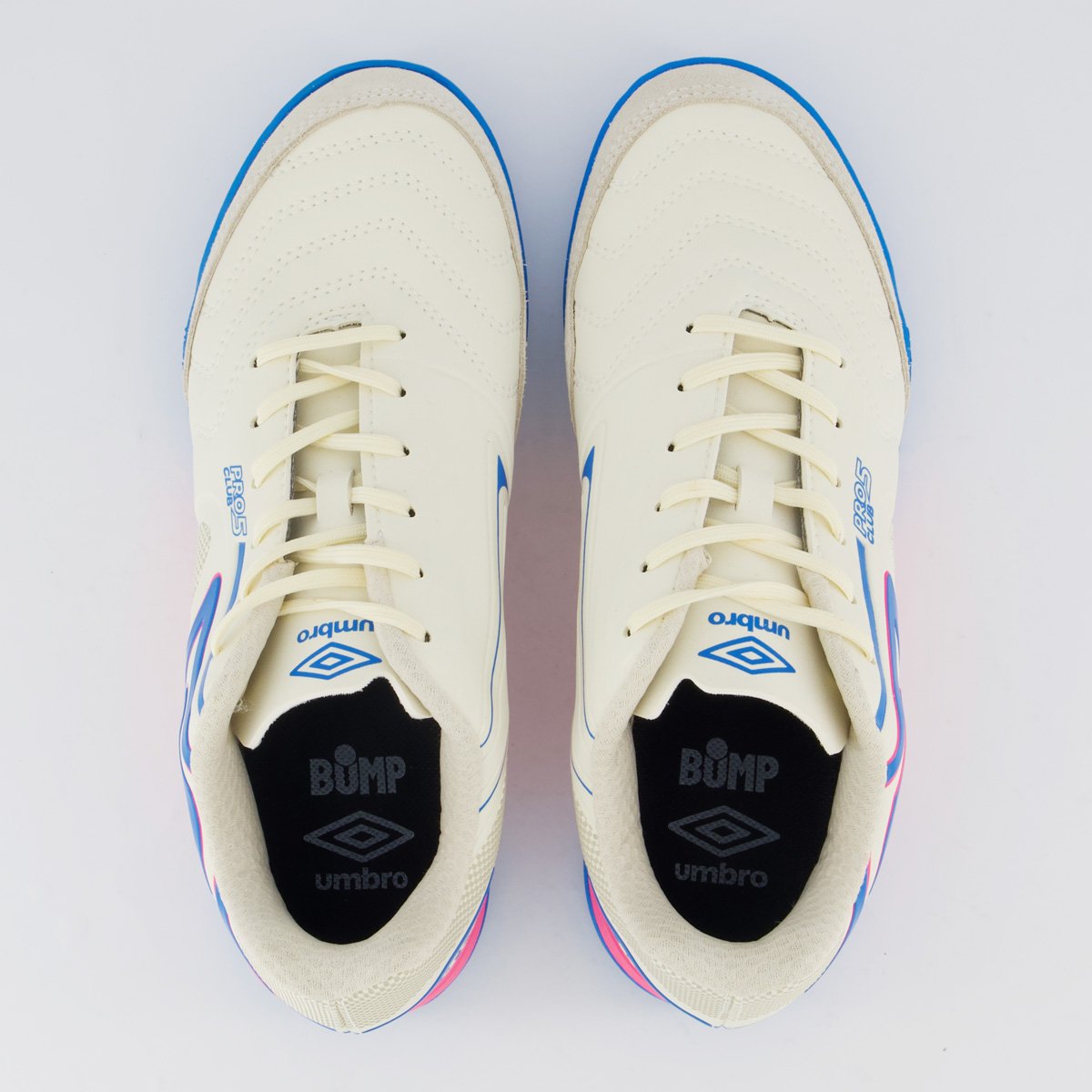 Chuteira Umbro Pro 5 Bump Club Futsal Off White e Rosa Bege 4
