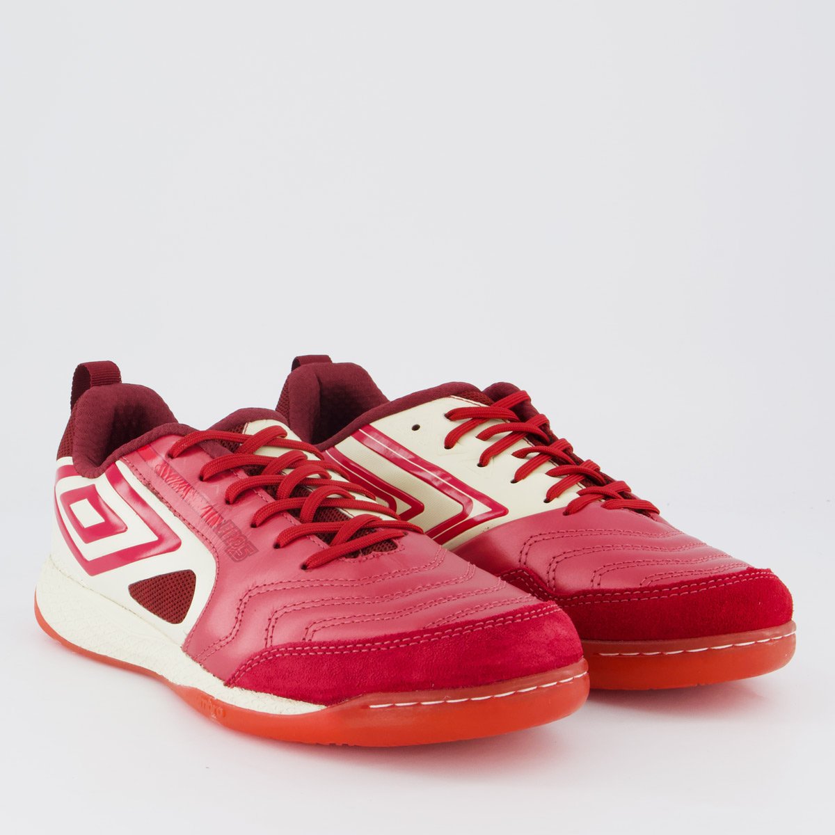 Chuteira Umbro Pro 5 Bump Futsal Branca e Vermelha Vermelho 2