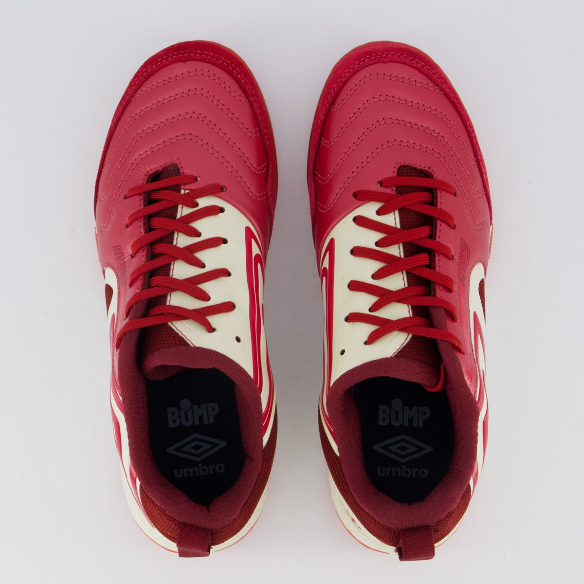 Chuteira Umbro Pro 5 Bump Futsal Branca e Vermelha Vermelho 4