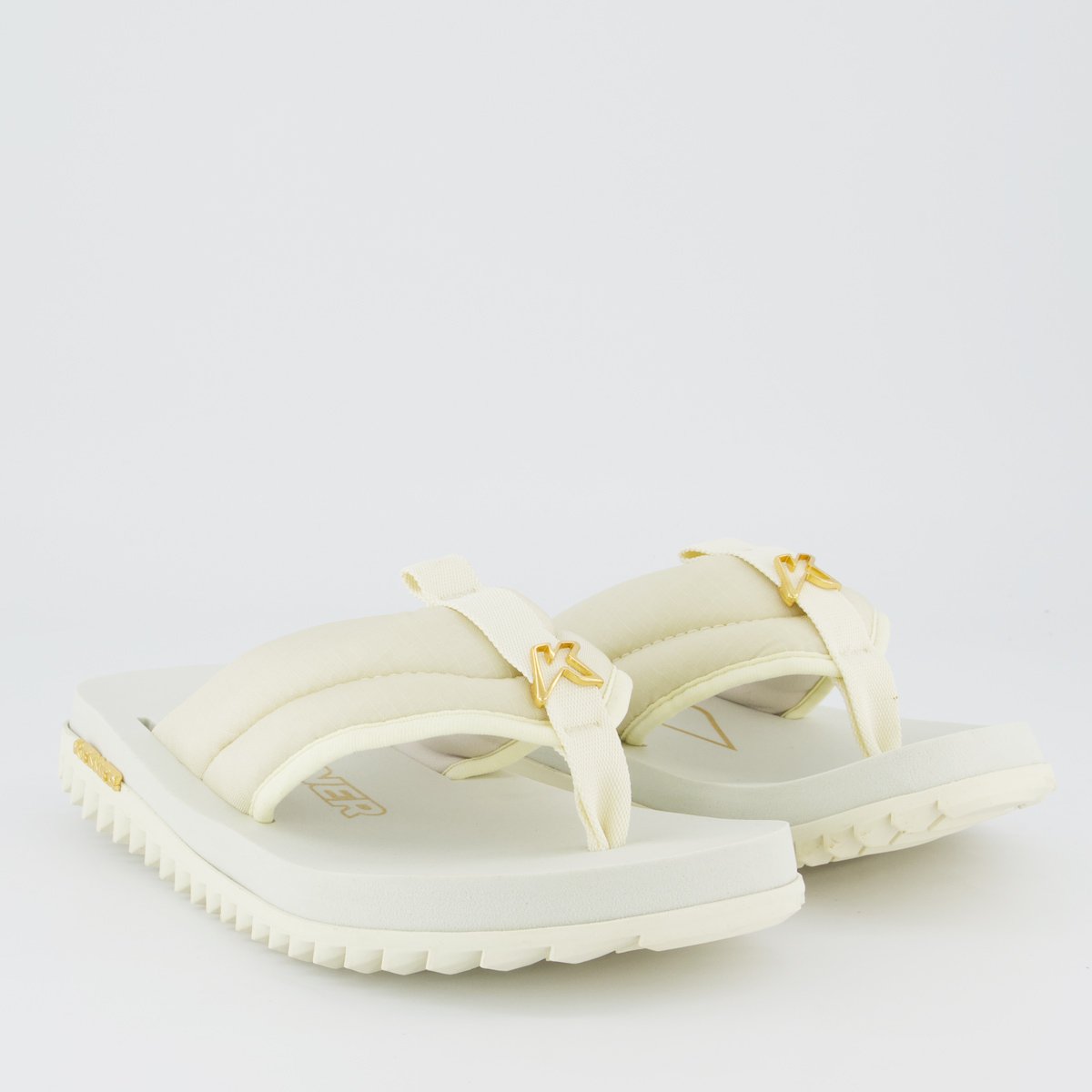 Chinelo Kivah Comfy Branco Bege 3