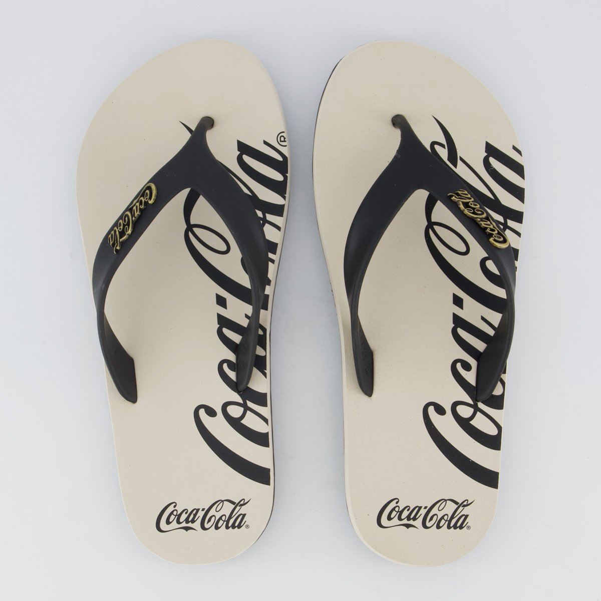 Chinelo Coca Cola Wave Jet Spencerian Off White E Preto