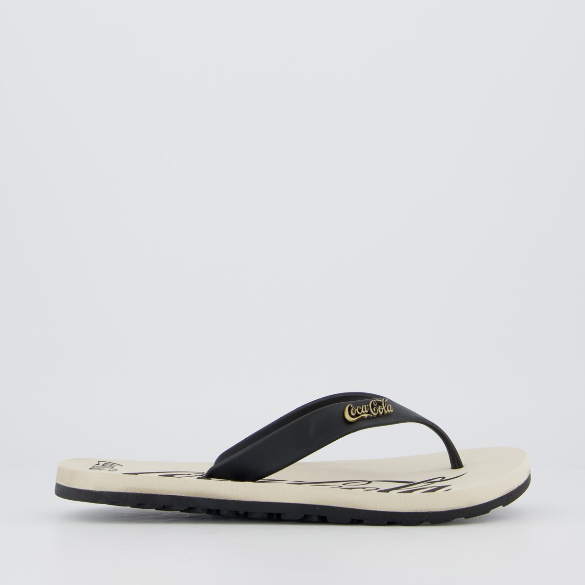 Chinelo Coca Cola Wave Jet Spencerian Off White E Preto Preto 2