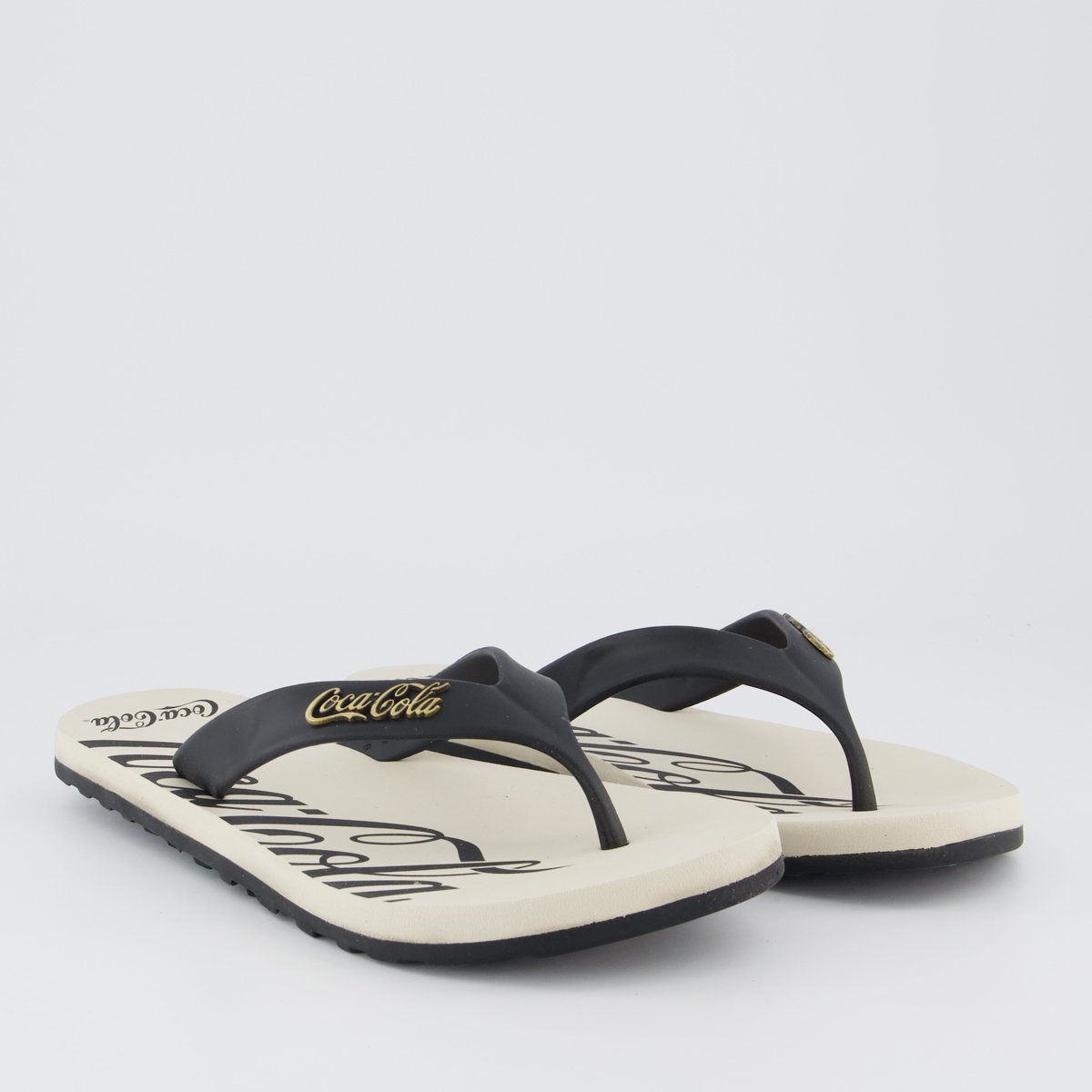 Chinelo Coca Cola Wave Jet Spencerian Off White E Preto Preto 3