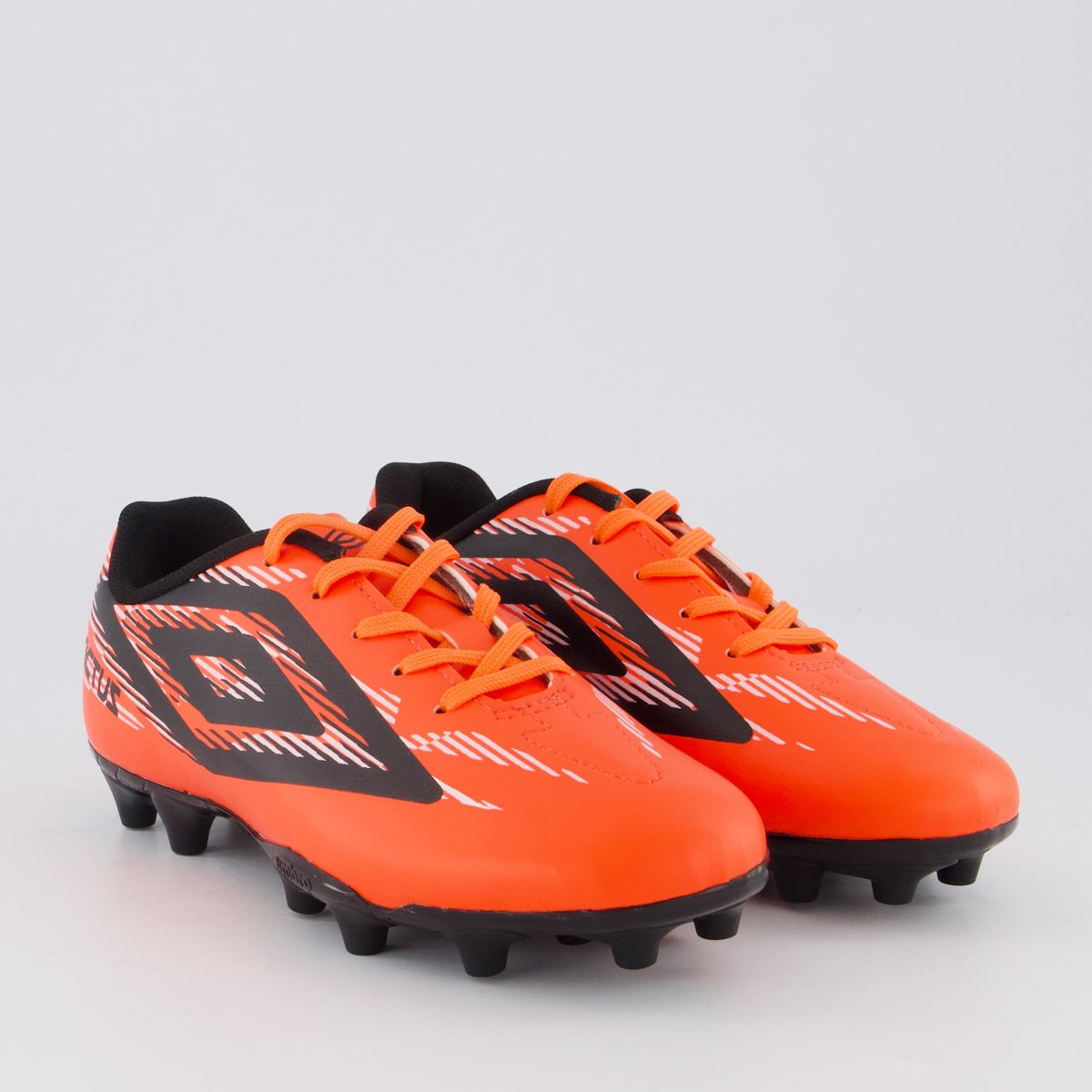 Chuteira Umbro Invictus Campo Juvenil Coral e Preta Laranja 2