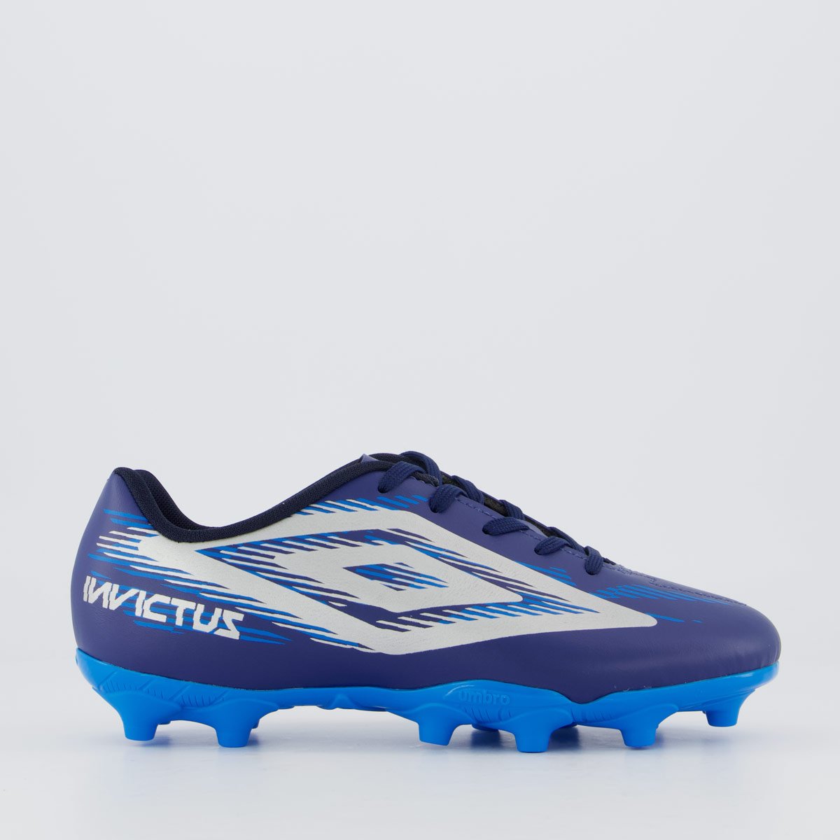 Chuteira Umbro Invictus Campo Juvenil Azul e Cinza