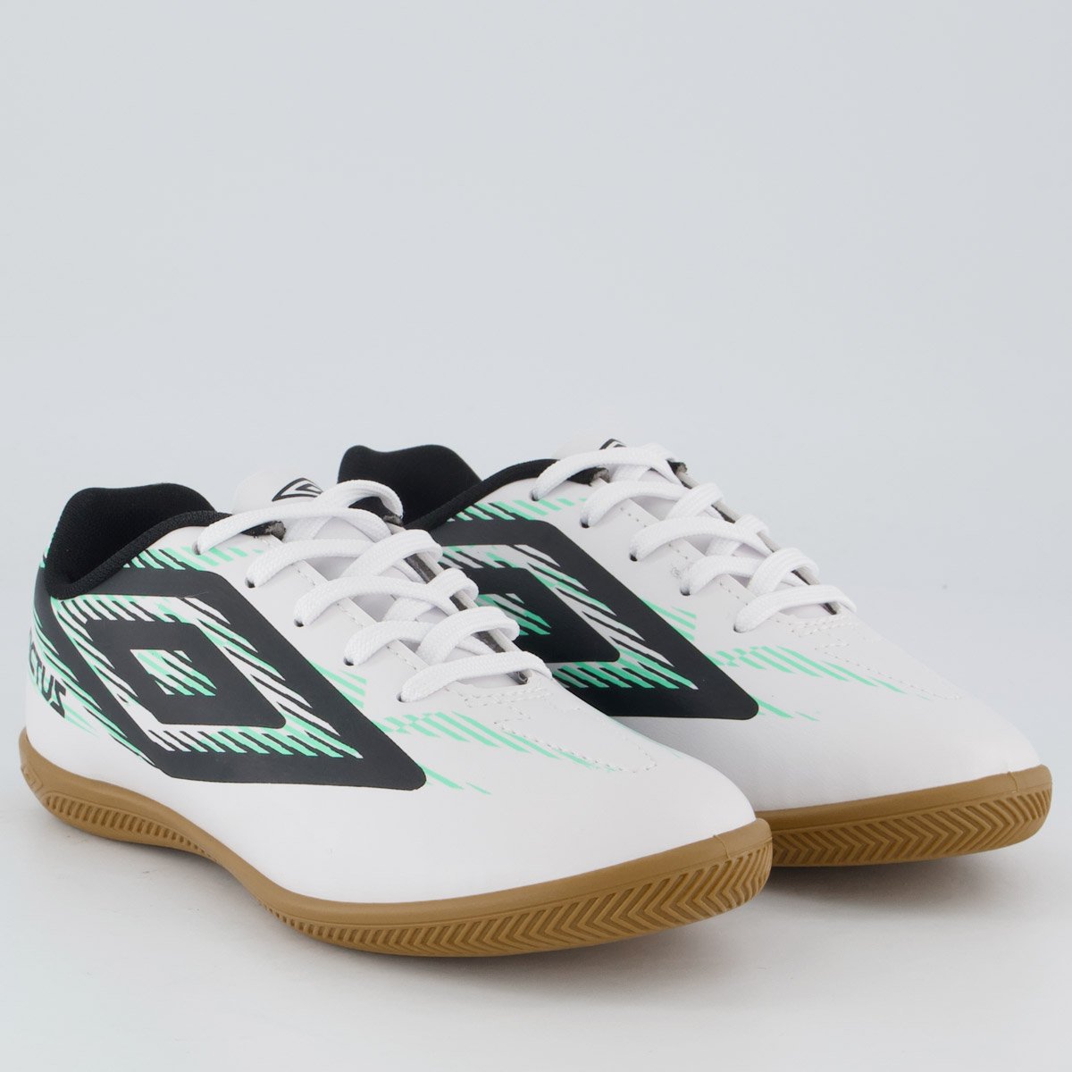 Chuteira Umbro Invictus Futsal Juvenil Branca e Verde Branco 2
