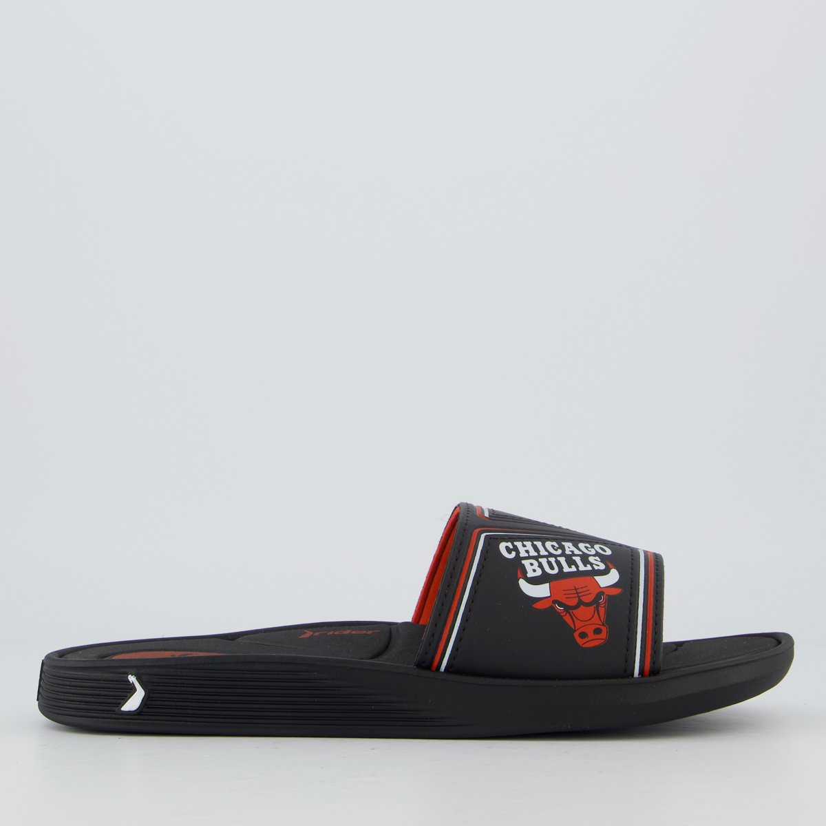 Chinelo Rider Slide Pump NBA Chicago Bulls III Preto e Vermelho Preto 2