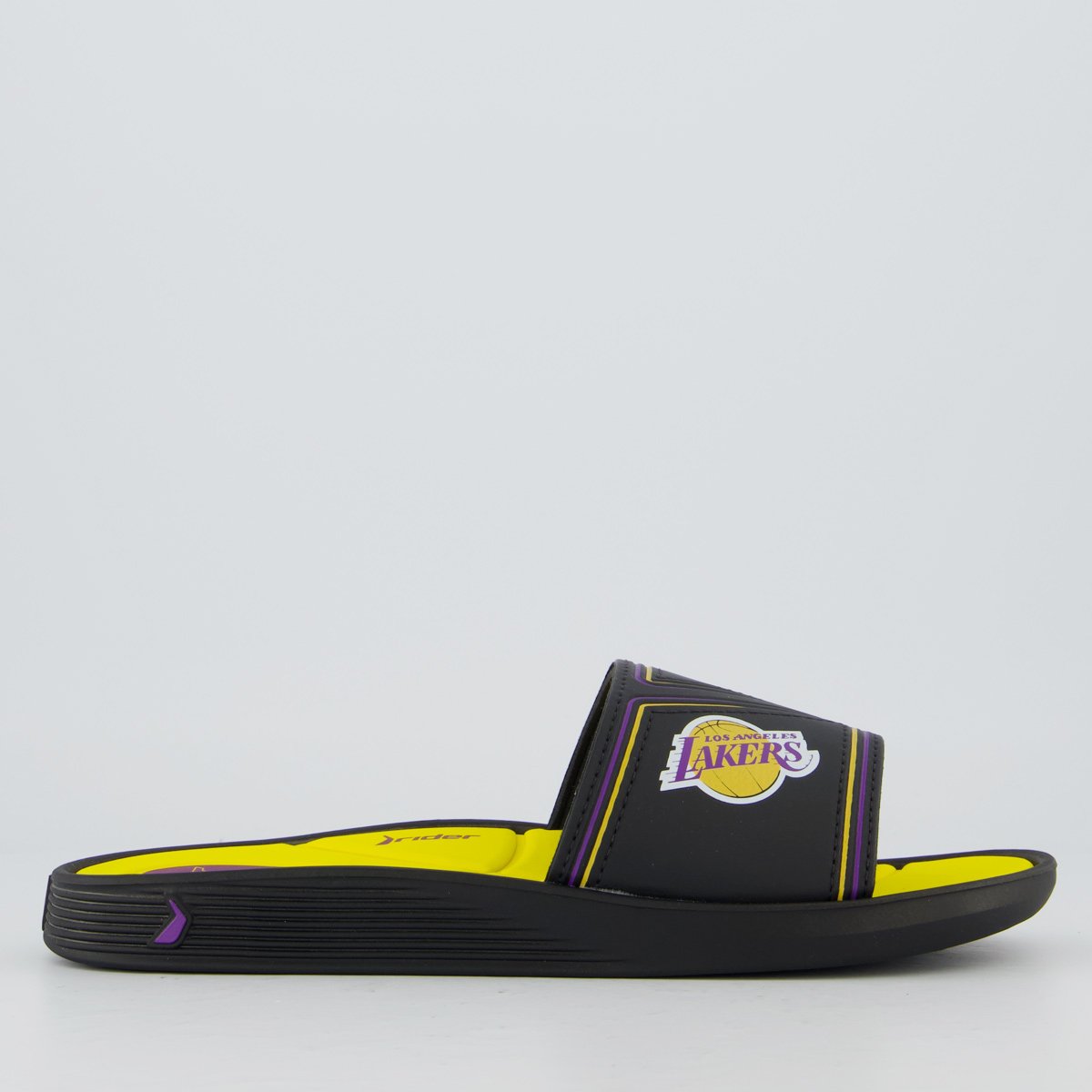 Chinelo Rider Slide Pump NBA Los Angeles Lakers III Preto e Amarelo Preto 2
