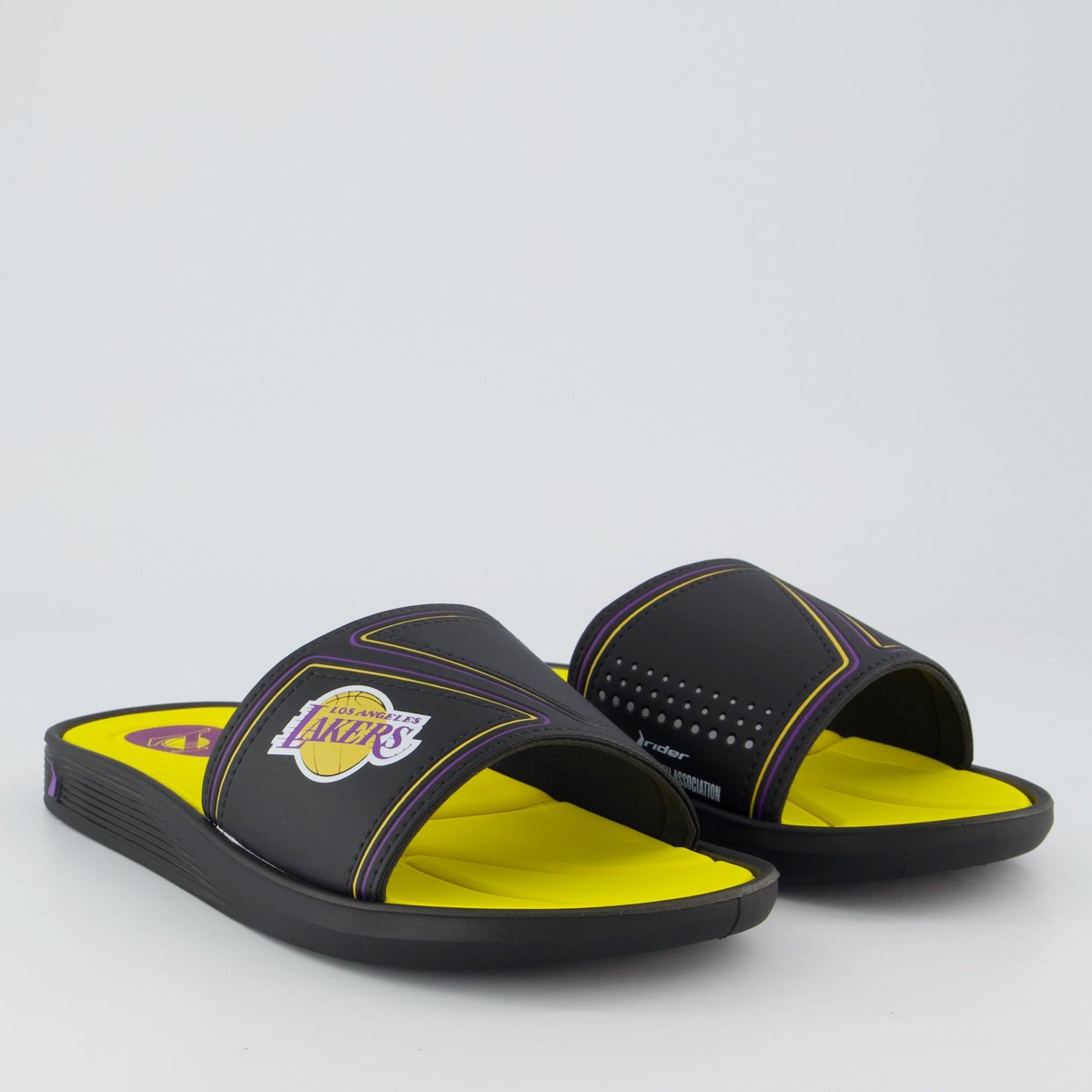 Chinelo Rider Slide Pump NBA Los Angeles Lakers III Preto e Amarelo Preto 3