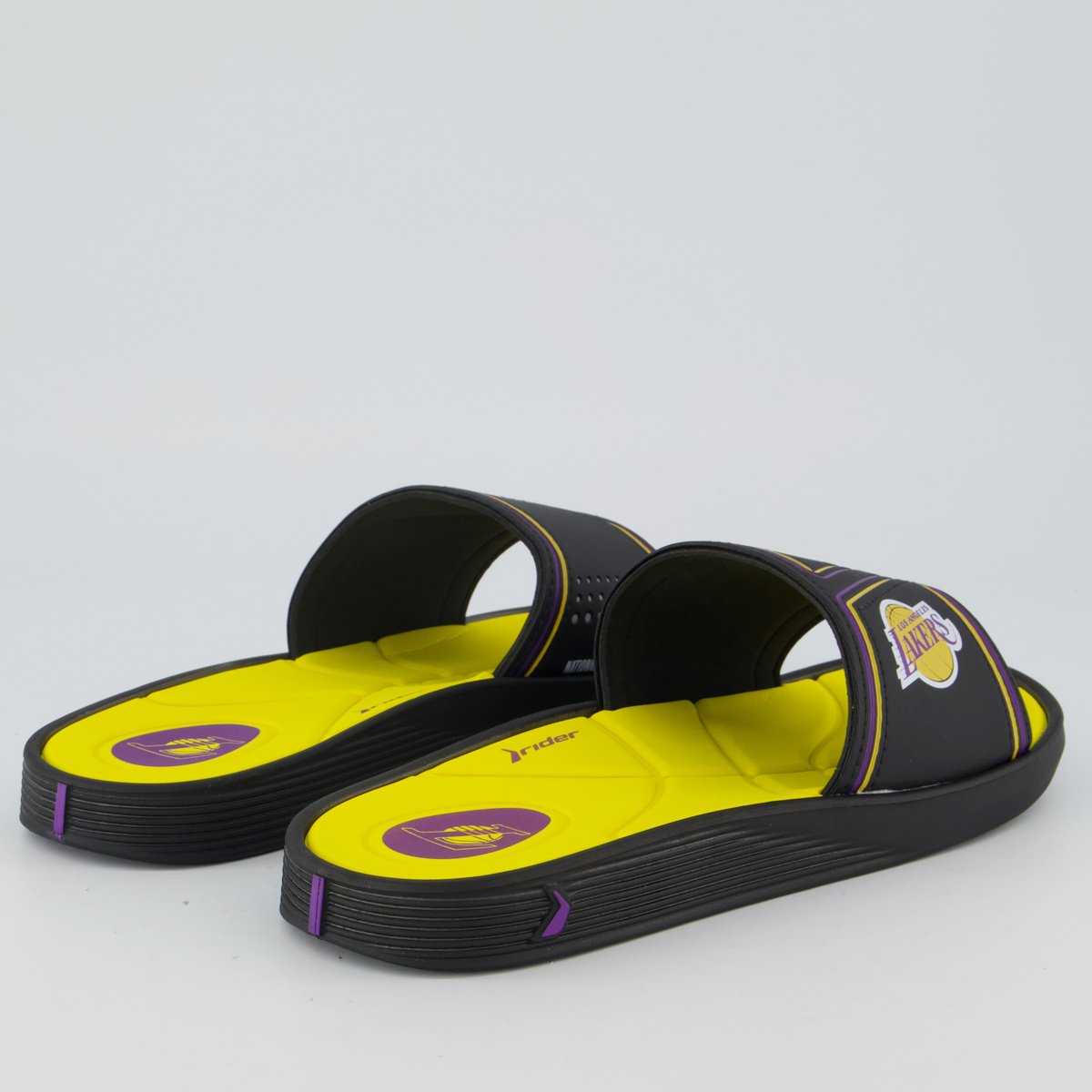 Chinelo Rider Slide Pump NBA Los Angeles Lakers III Preto e Amarelo Preto 4