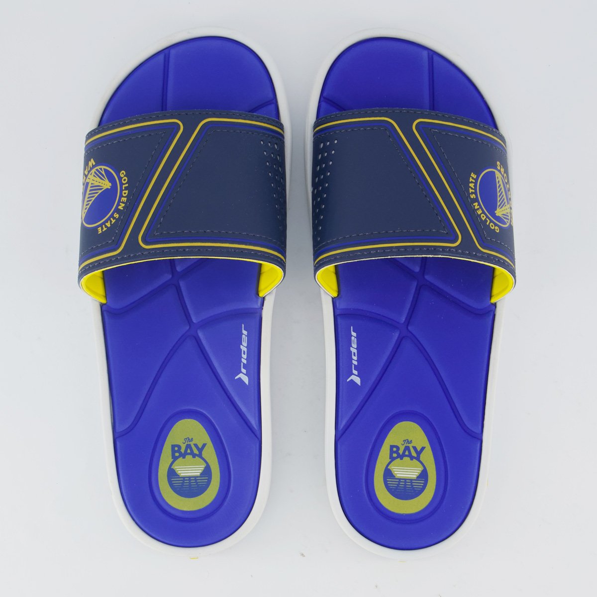 Chinelo Rider Slide Pump NBA Golden State Warriors III Azul e Branco