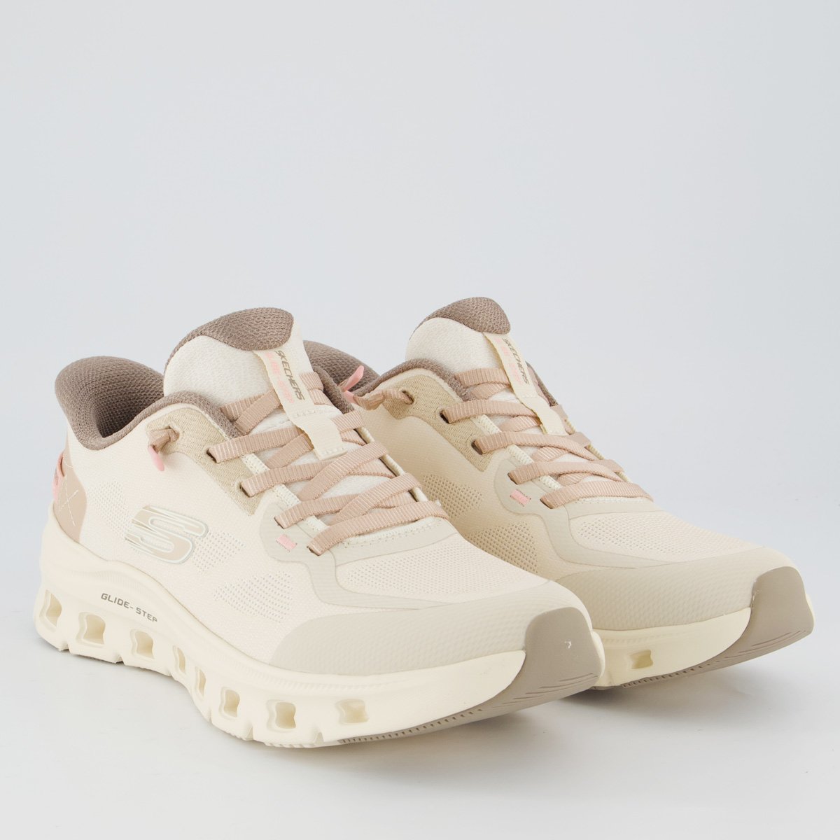 Tênis Skechers Glide-Step Motion Feminino Branco Bege 2