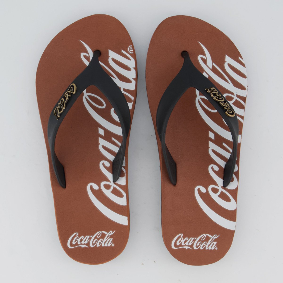 Chinelo Coca Cola Wave Jet Spencerian Marrom e Preto