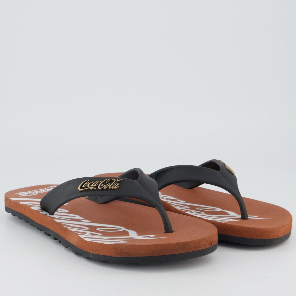 Chinelo Coca Cola Wave Jet Spencerian Marrom e Preto Preto 3
