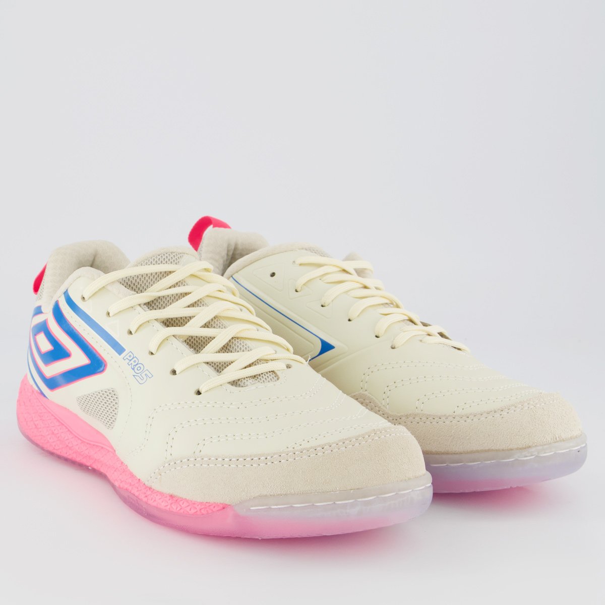Chuteira Umbro Pro 5 Bump Futsal Off-White e Rosa Bege 2