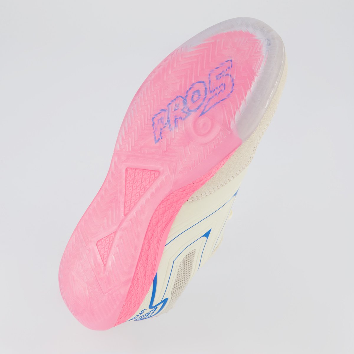 Chuteira Umbro Pro 5 Bump Futsal Off-White e Rosa Bege 5