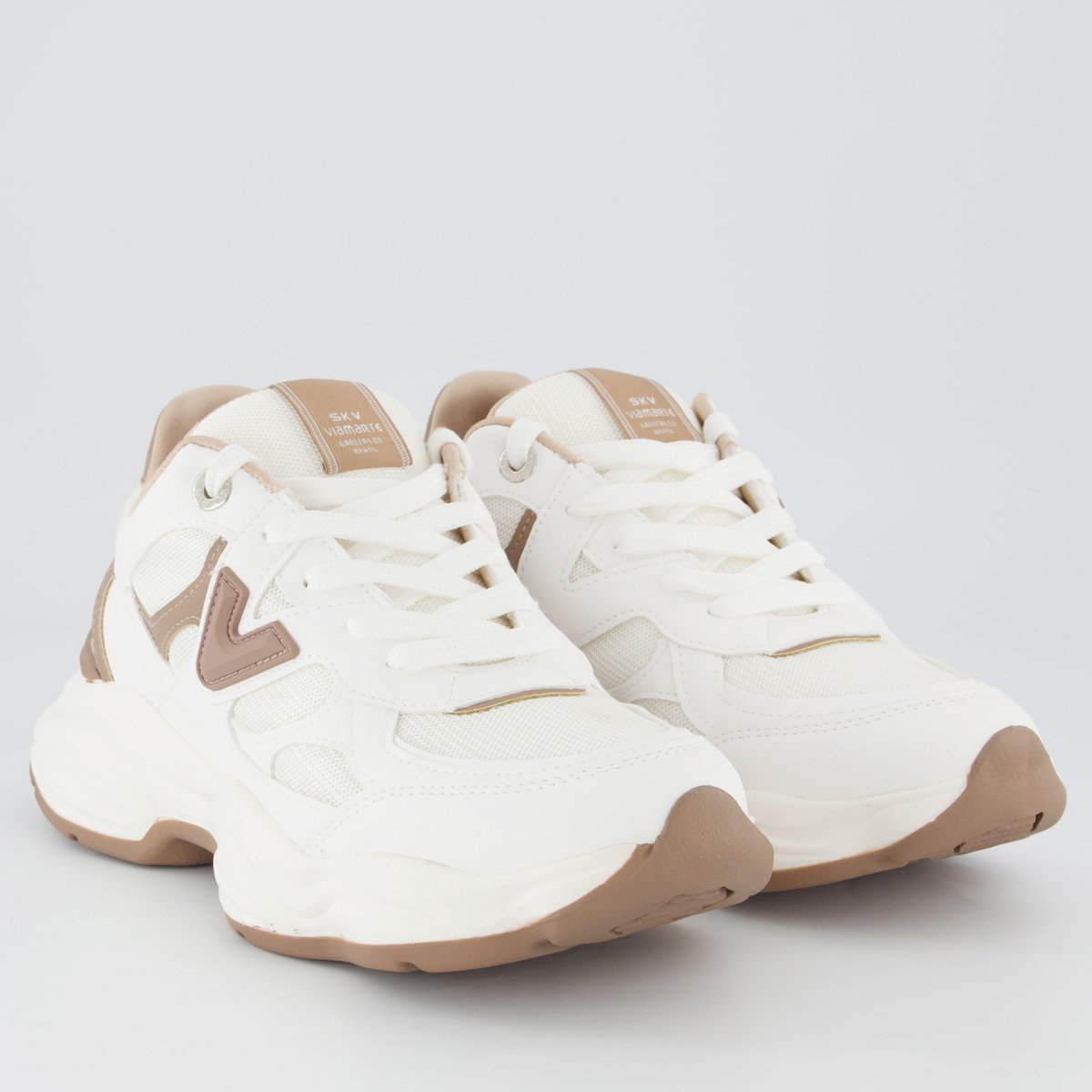 Tênis Via Marte V158 Feminino Branco e Bege Branco 2