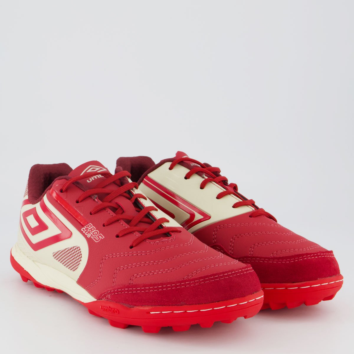 Chuteira Umbro Pro 5 Bump Club Society Branca e Vermelha Vermelho 2