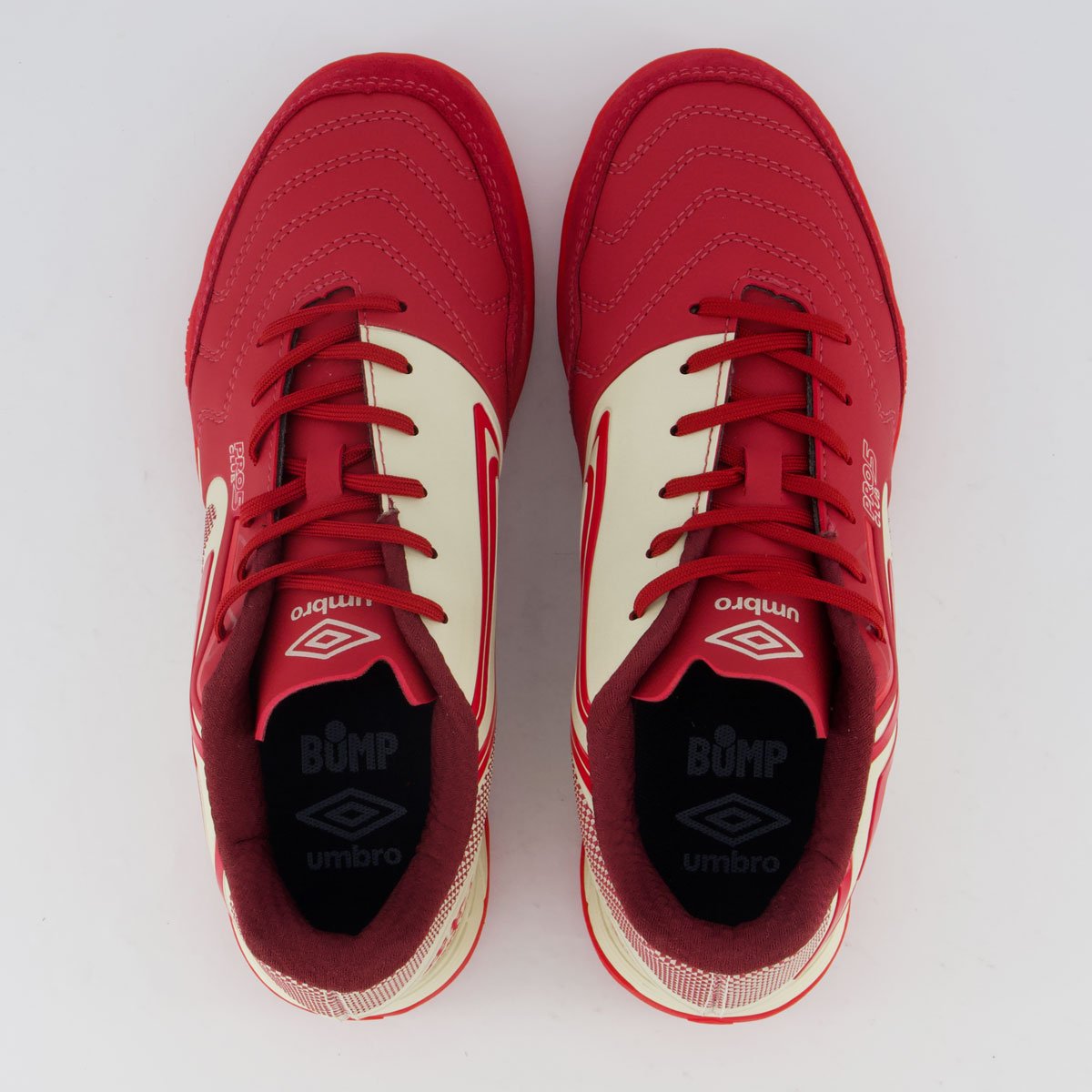 Chuteira Umbro Pro 5 Bump Club Society Branca e Vermelha Vermelho 4