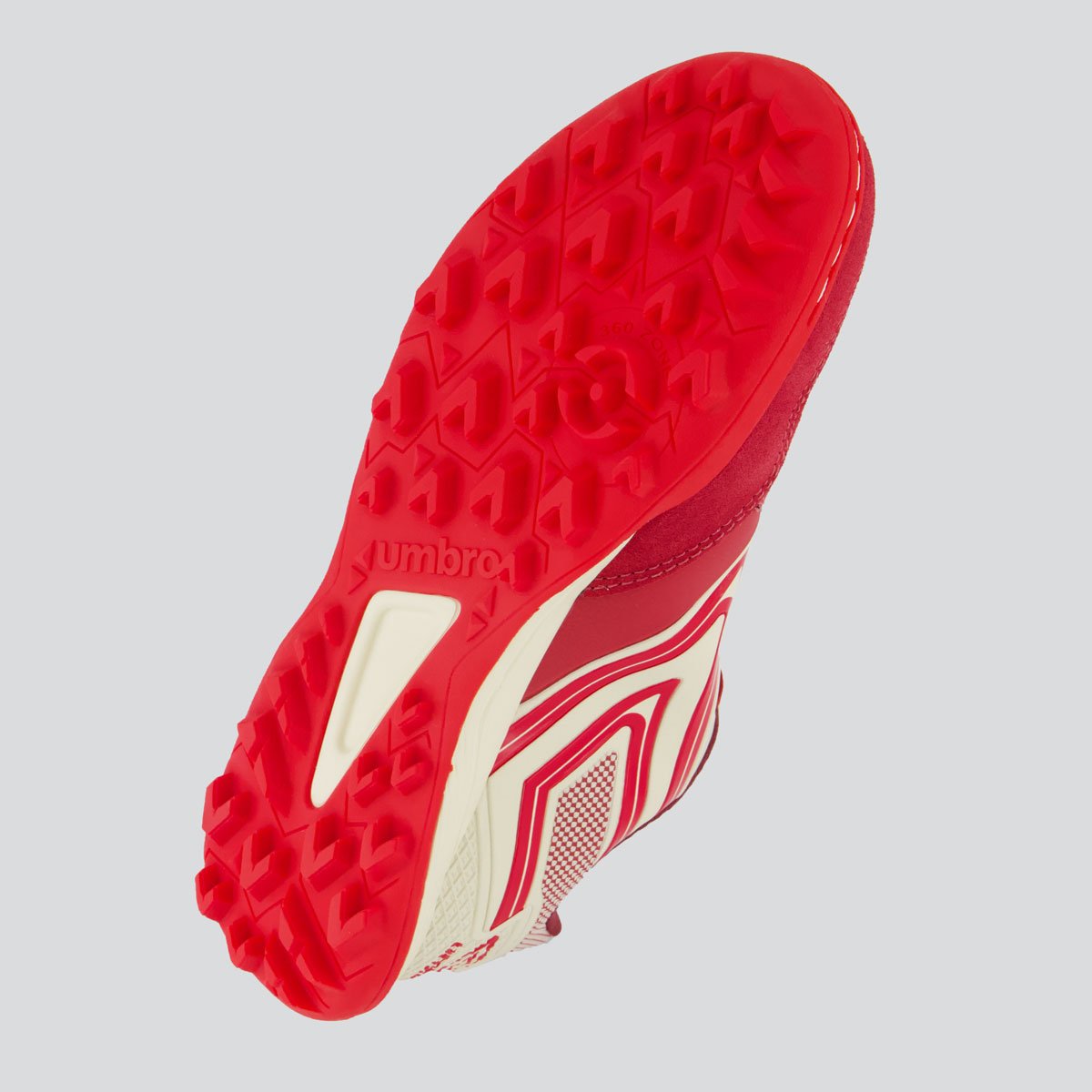 Chuteira Umbro Pro 5 Bump Club Society Branca e Vermelha Vermelho 5