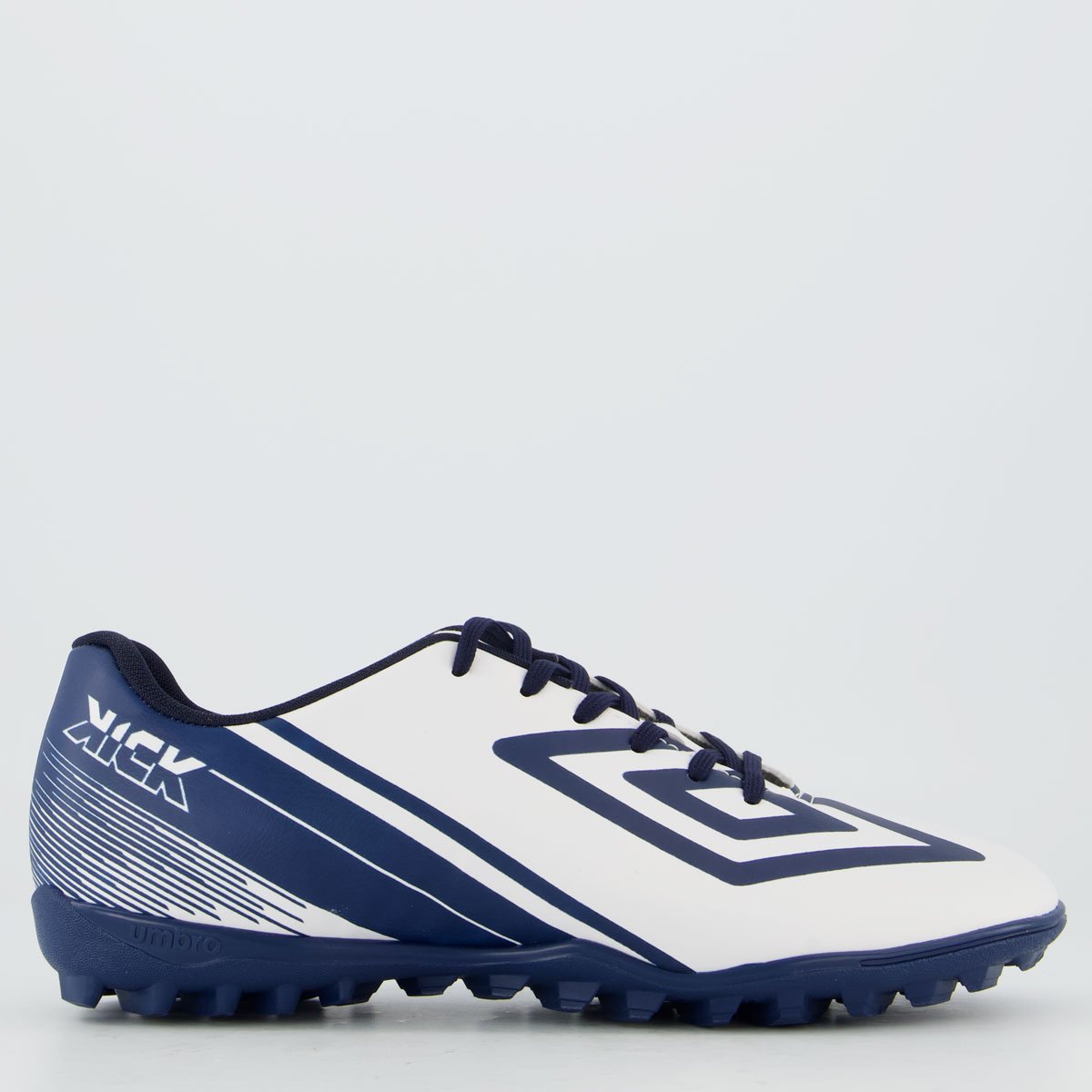 Chuteira Umbro Kick Society Branca e Azul Marinho