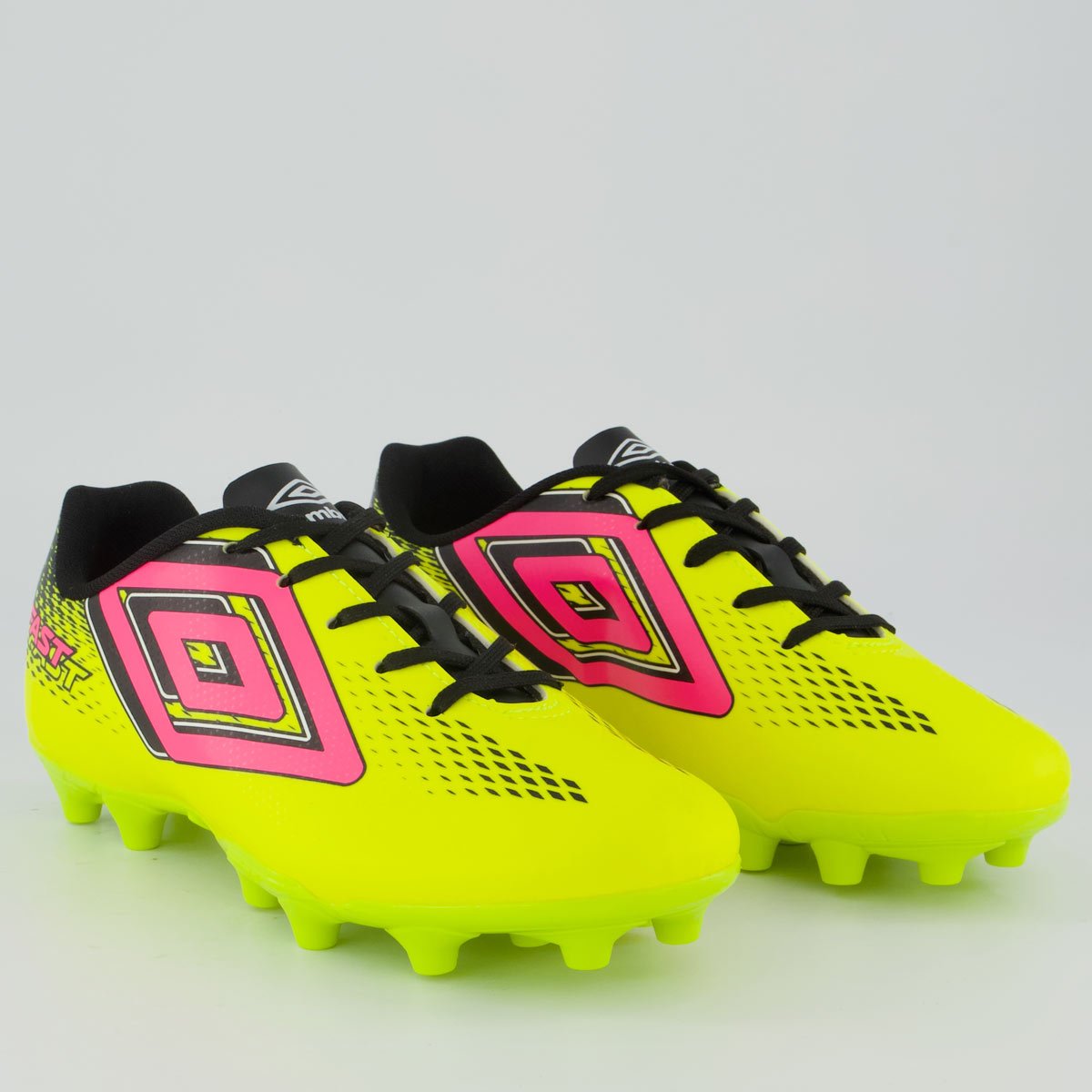 Chuteira umbro Fast II Campo Juvenil Amarela e Rosa Amarelo/Rosa 2