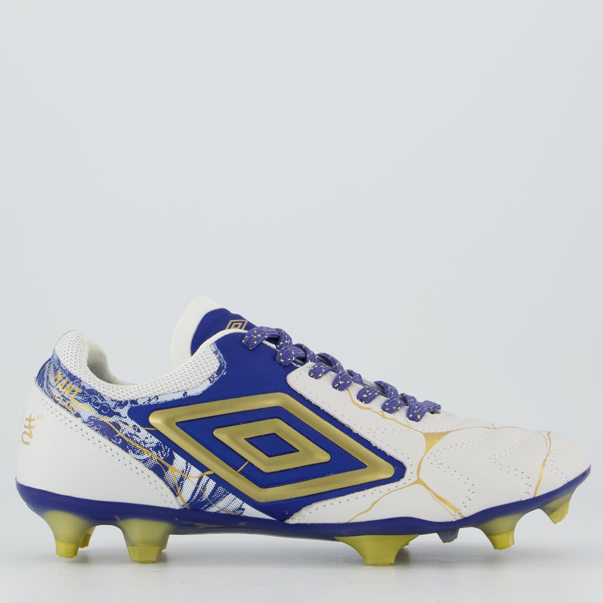Chuteira Umbro Adamant Master Class Pro Kintsugi Campo Branca e Azul