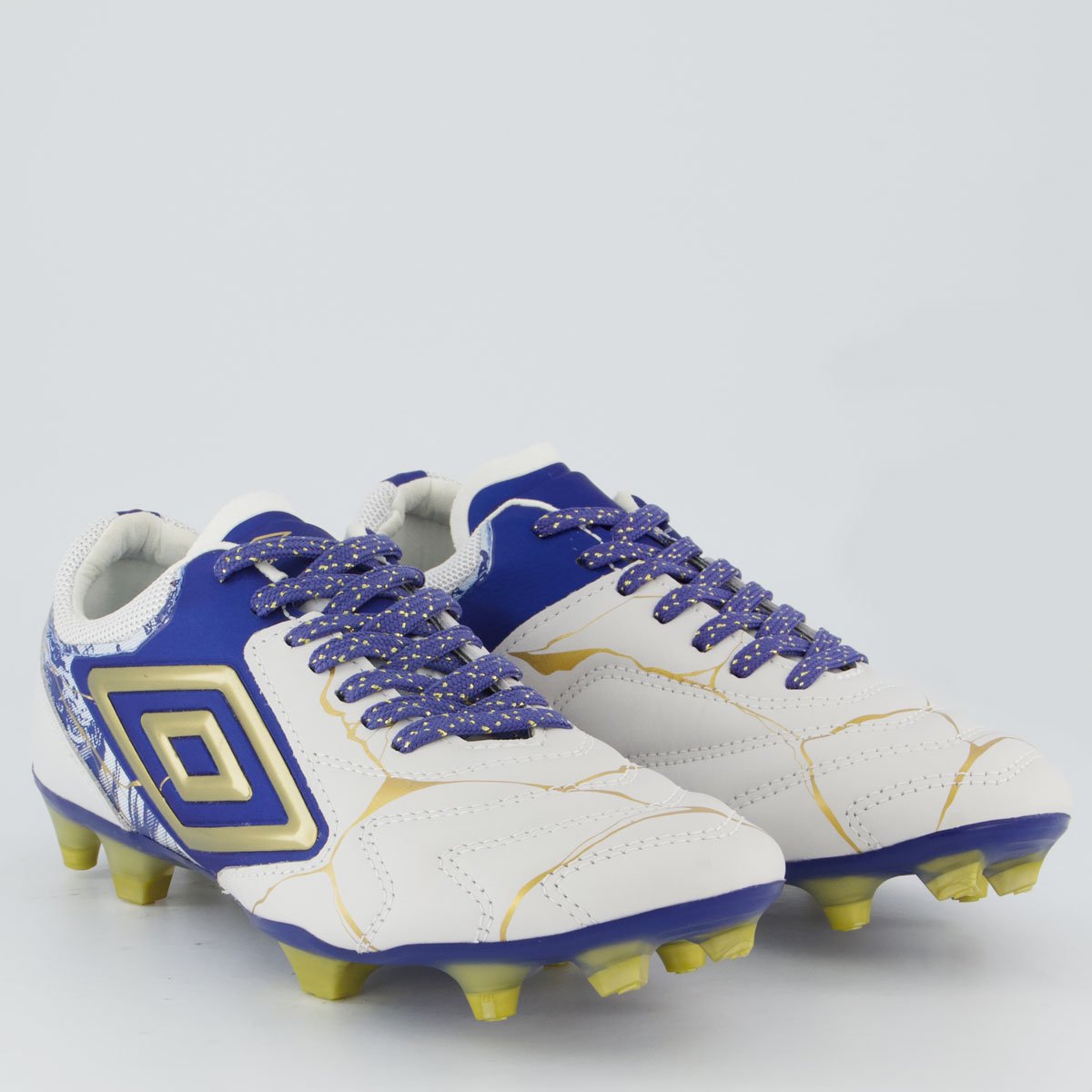 Chuteira Umbro Adamant Master Class Pro Kintsugi Campo Branca e Azul Branco/Azul 2