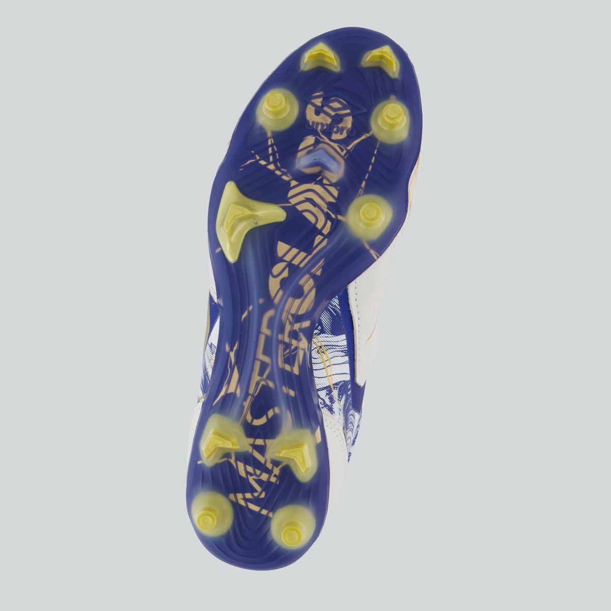 Chuteira Umbro Adamant Master Class Pro Kintsugi Campo Branca e Azul Branco/Azul 5