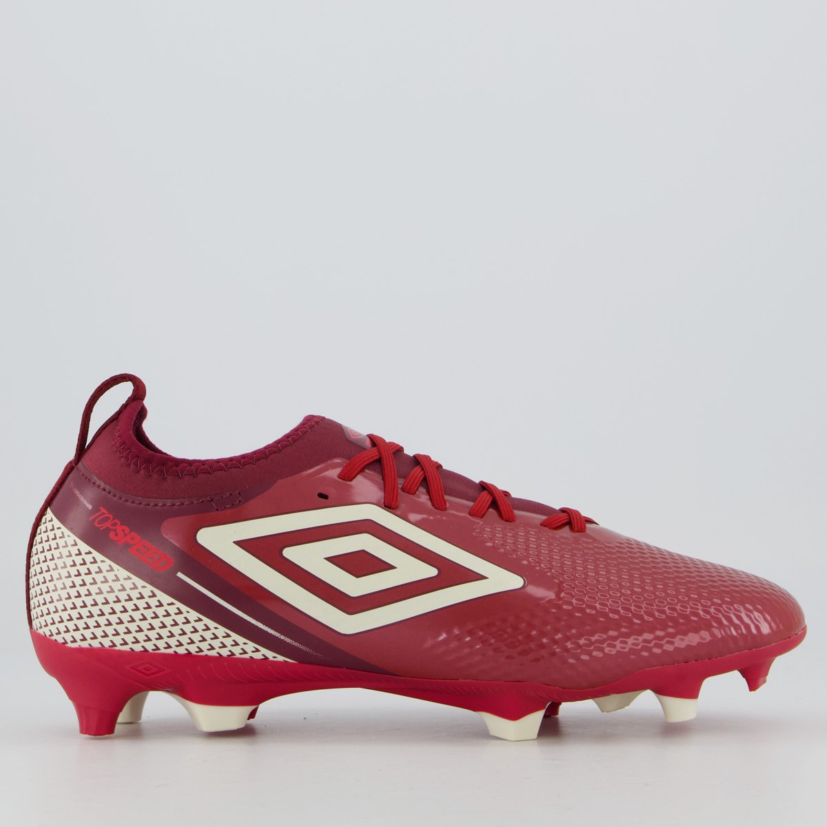 Chuteira Umbro Top Speed Club Campo Vinho e Branca