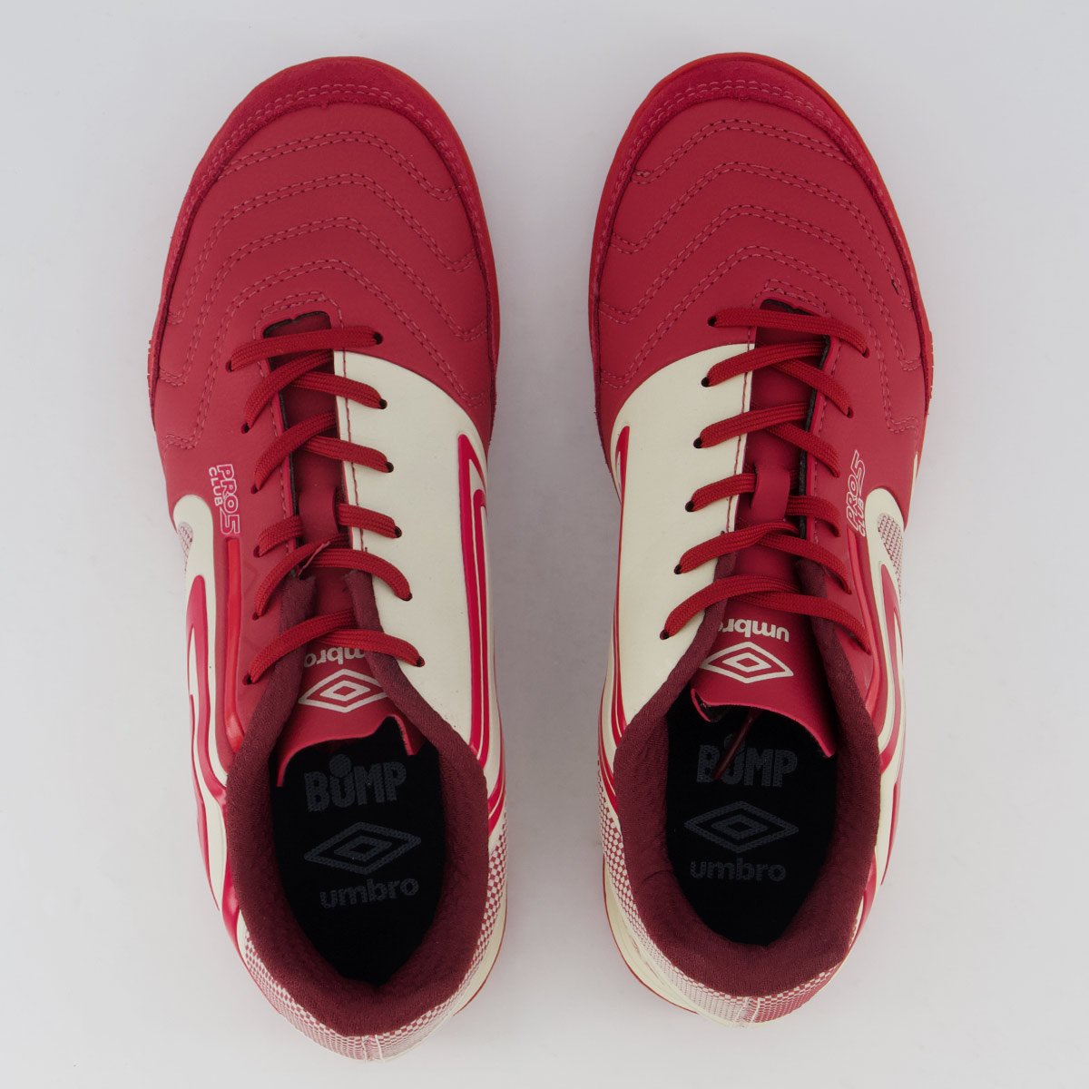 Chuteira Umbro Pro 5 Bump Club Futsal Branca e Vermelha Vermelho 4