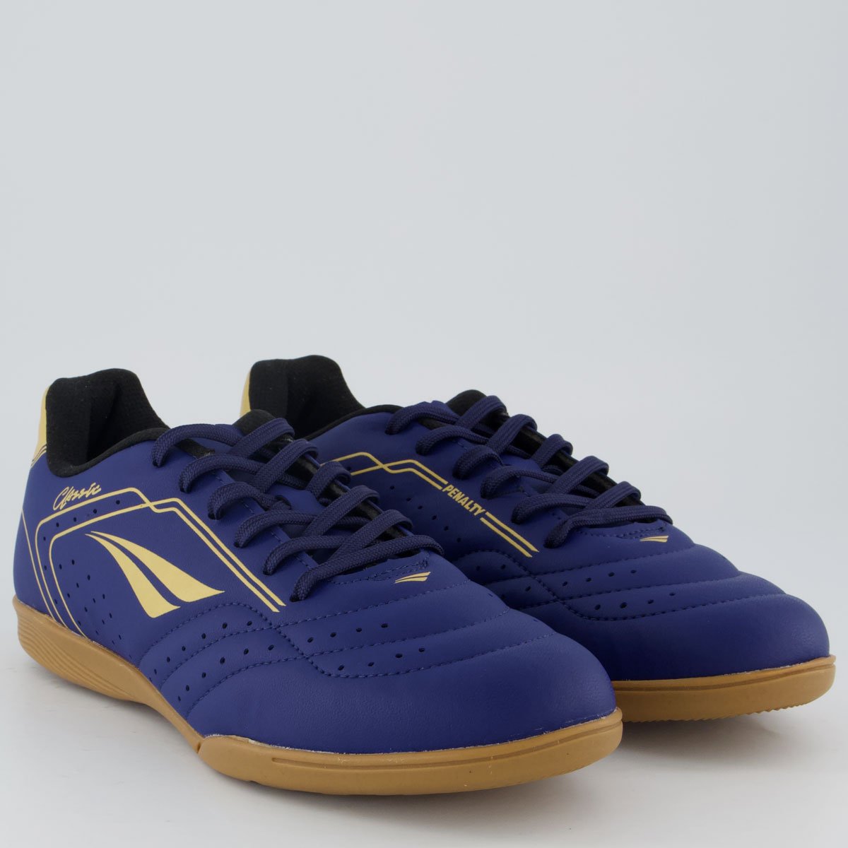 Chuteira Penalty Classic Y-1 Futsal Marinho e Dourado Azul 2