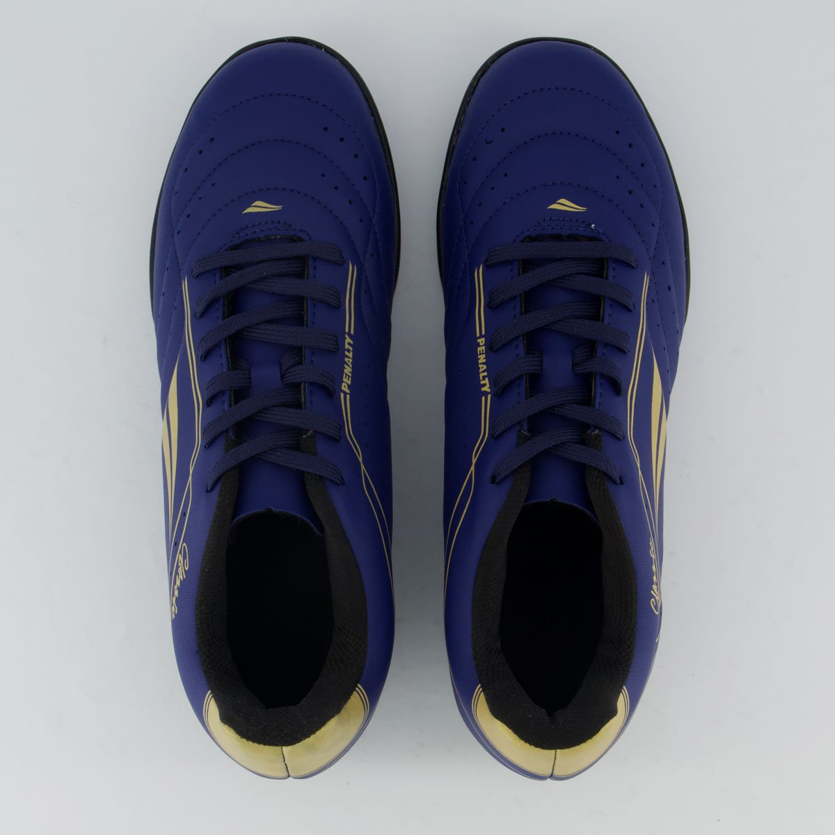 Chuteira Penalty Classic Y-1 Society Marinho e Dourado Azul 4