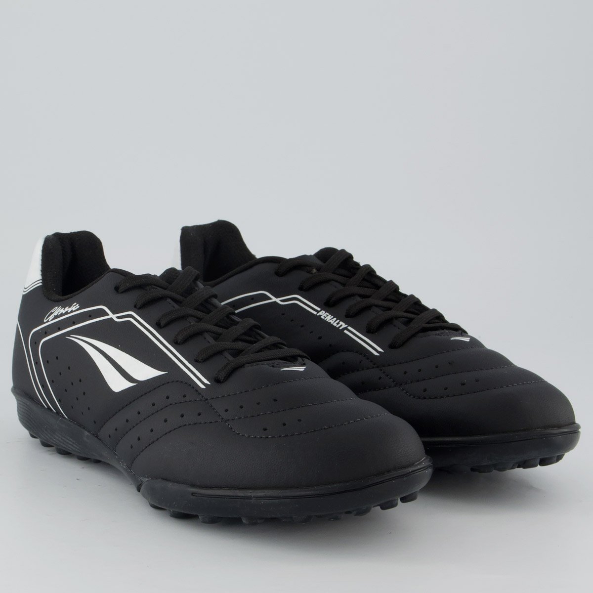 Chuteira Penalty Classic Y-1 Society Preta e Branca Preto 2