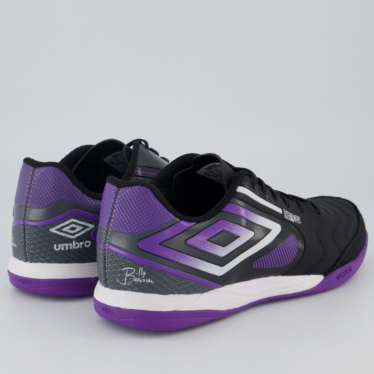 Chuteira Umbro Pro 5 Bump Club Futsal Preta e Roxa Preto/Roxo 3