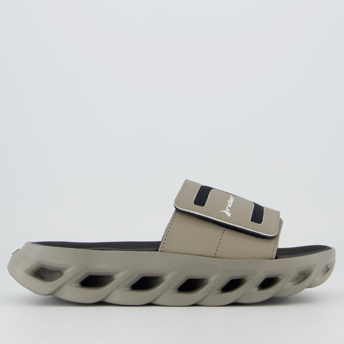 Chinelo Slide Rider R Power Cinza Preto/Bege 2
