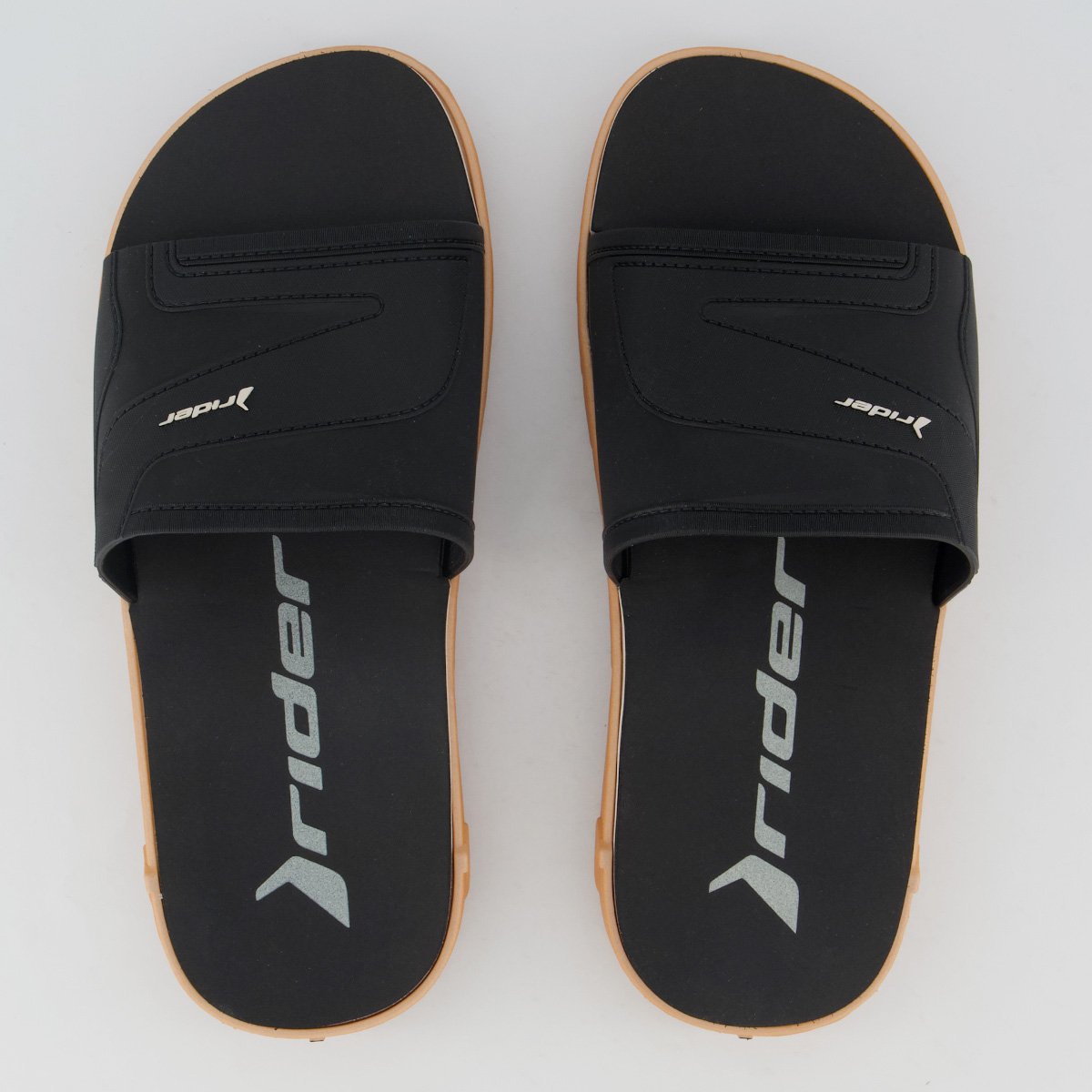 Chinelo Slide Rider RW Plus Preto e Bege