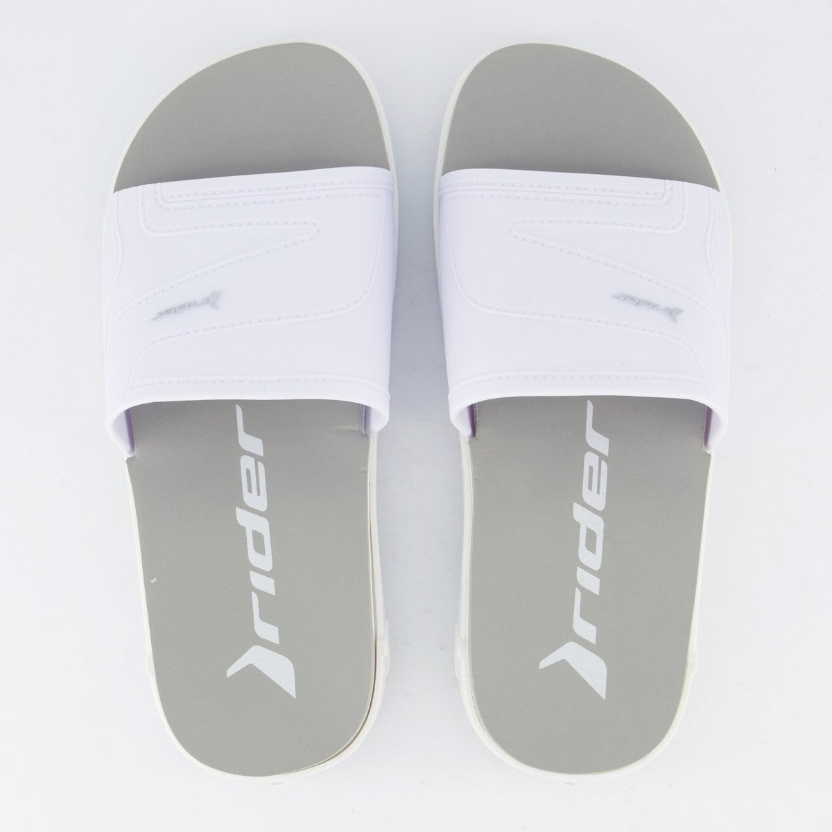 Chinelo Slide Rider RW Plus Cinza e Branco