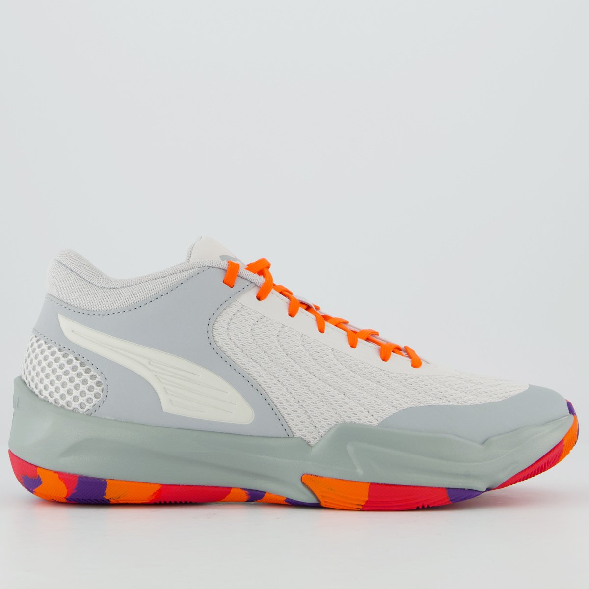 Tênis Puma Court Pro 2 Marble Cinza e Laranja
