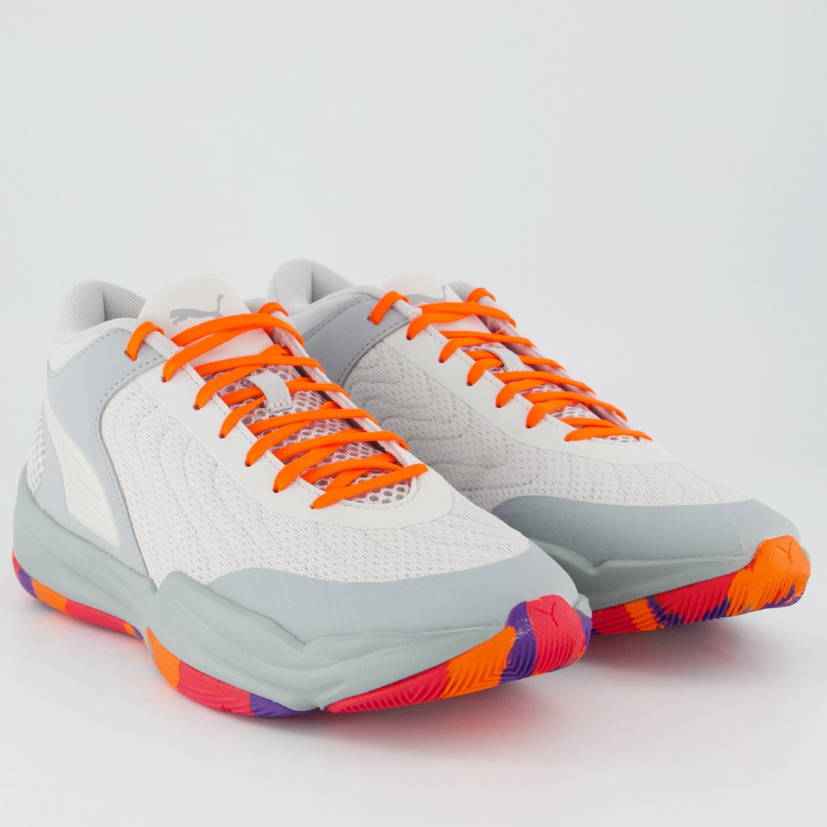 Tênis Puma Court Pro 2 Marble Cinza e Laranja Cinza/Branco 2