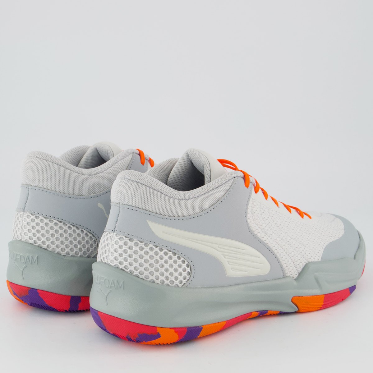 Tênis Puma Court Pro 2 Marble Cinza e Laranja Cinza/Branco 3