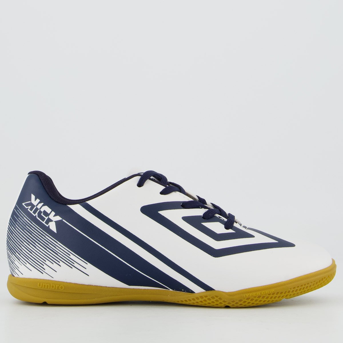 Chuteira Umbro Kick Futsal Juvenil Branca e Marinho
