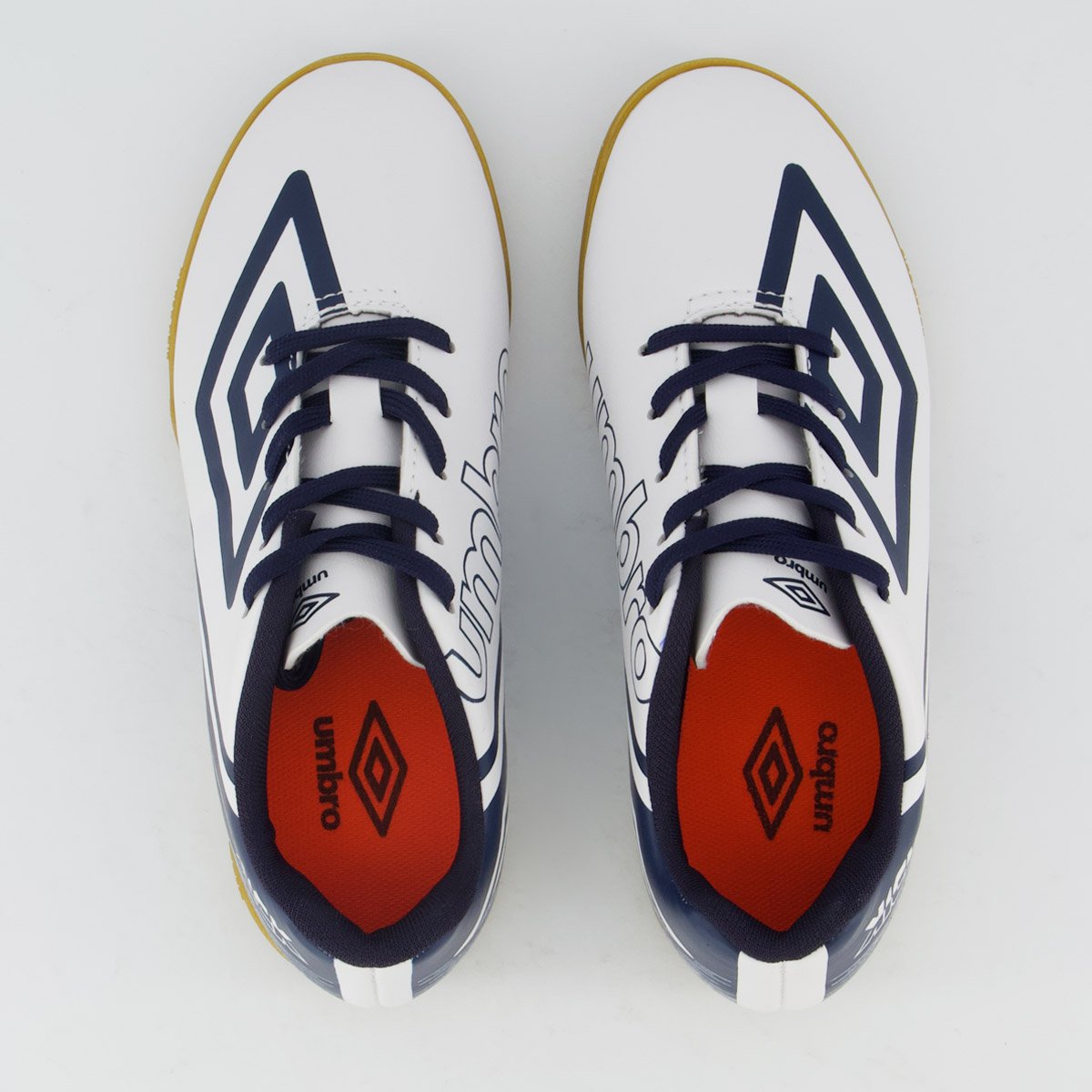 Chuteira Umbro Kick Futsal Juvenil Branca e Marinho Branco/Azul 4