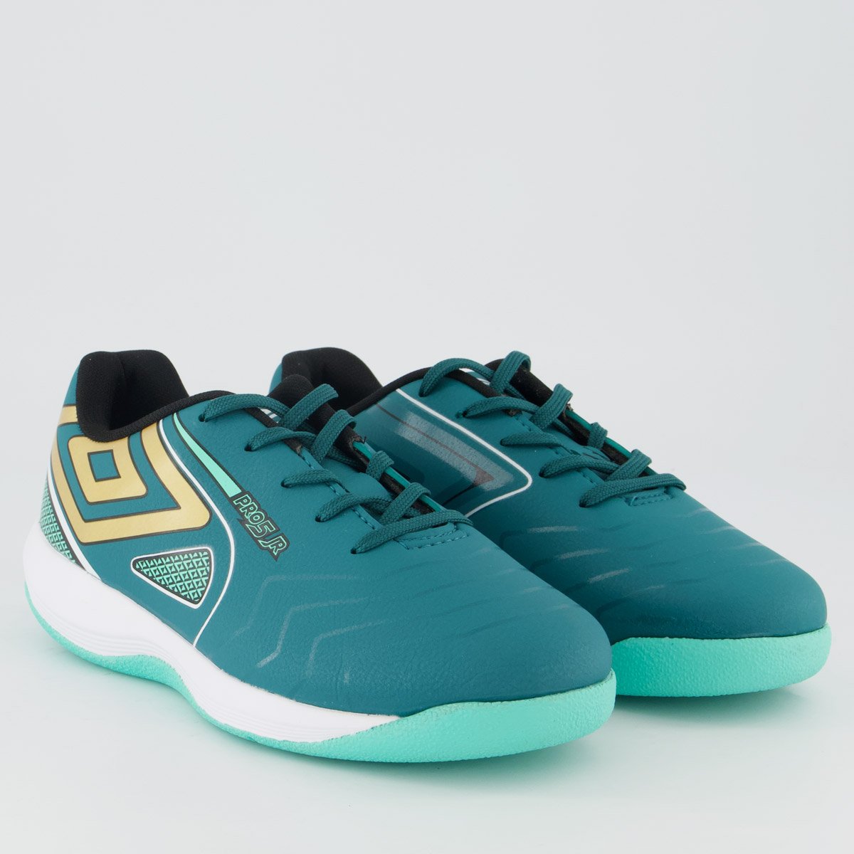 Chuteira Umbro Pro 5 Futsal Juvenil Preta e Verde Verde 2